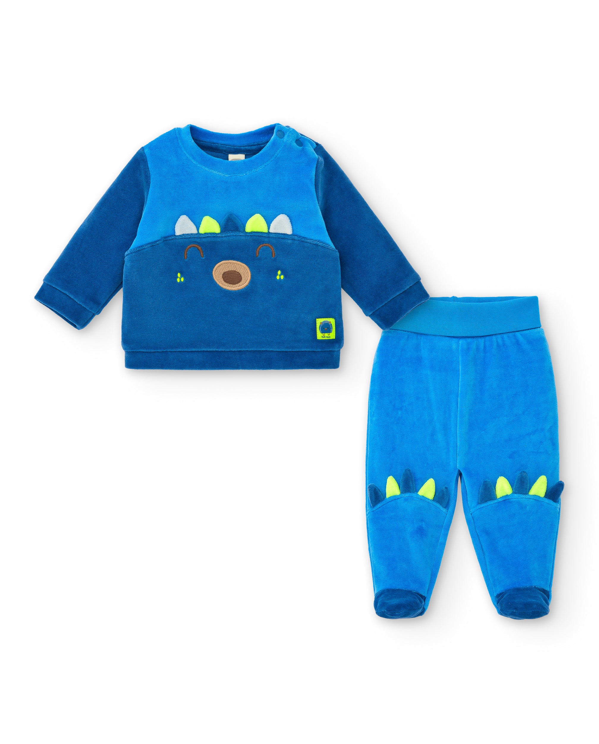 Conjunto de sudadera y pantalón para niño en azul con detalles