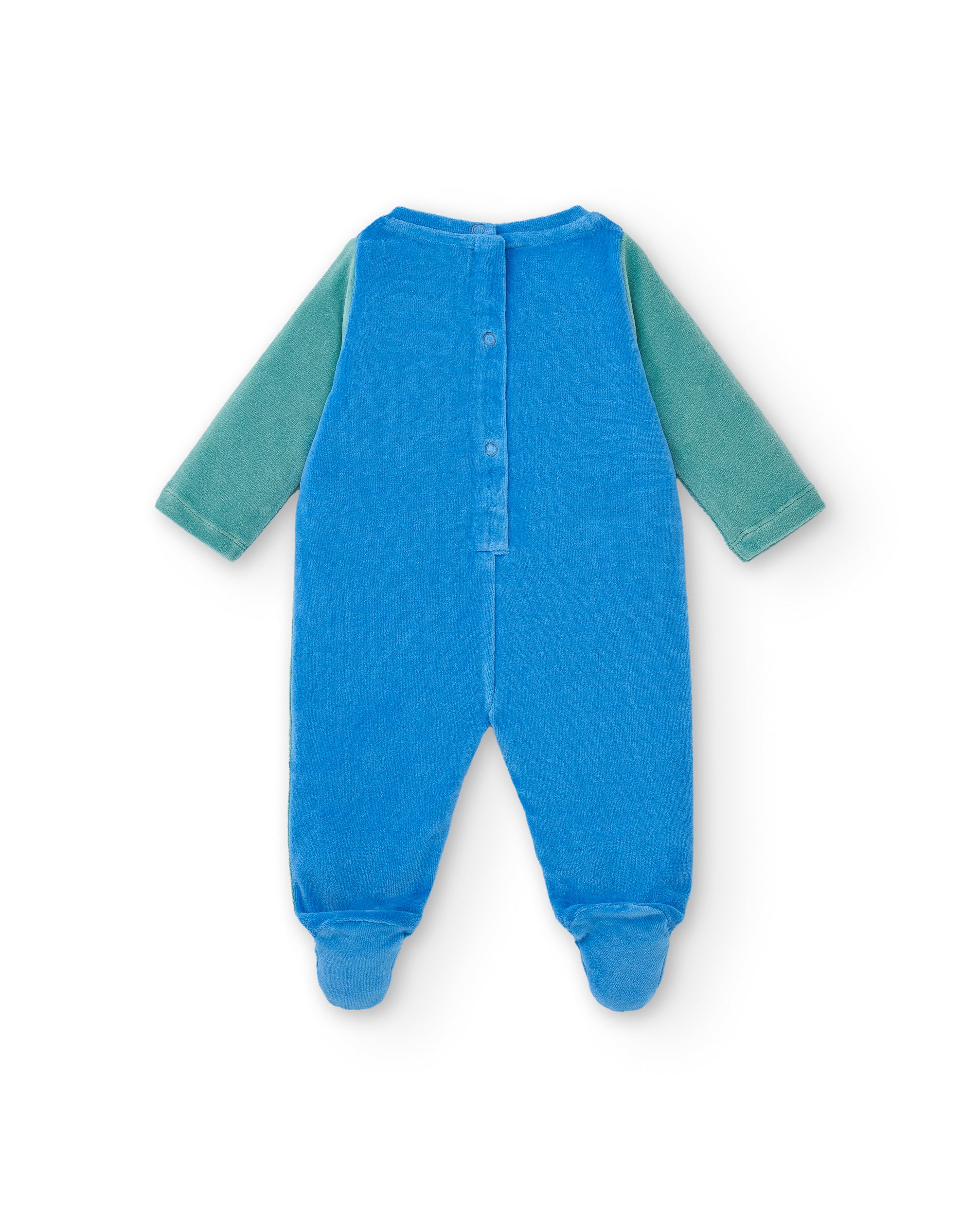 Pelele de manga larga para niño en azul y verde con diseño de