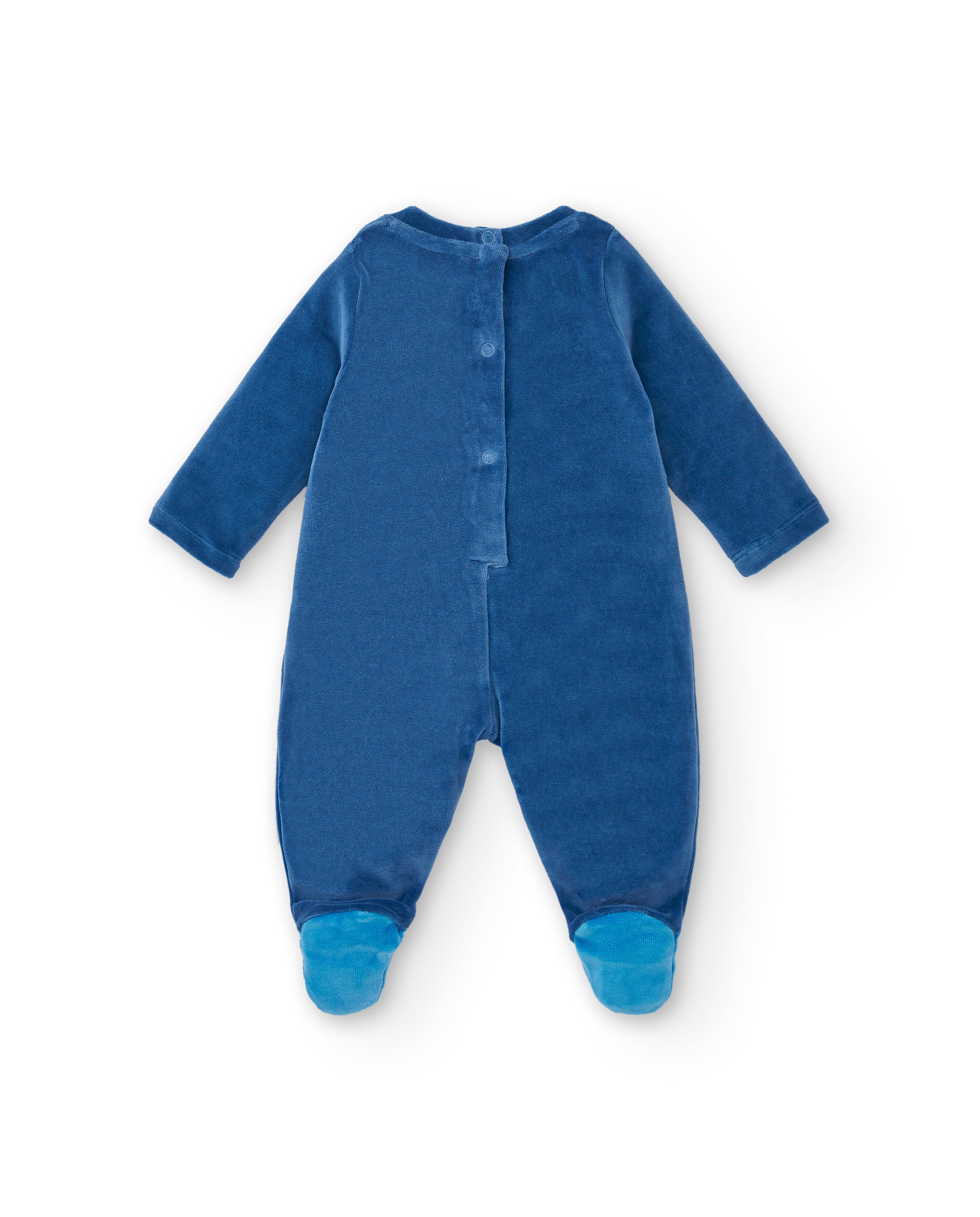 Pelele de manga larga para niño en azul con diseño de erizo