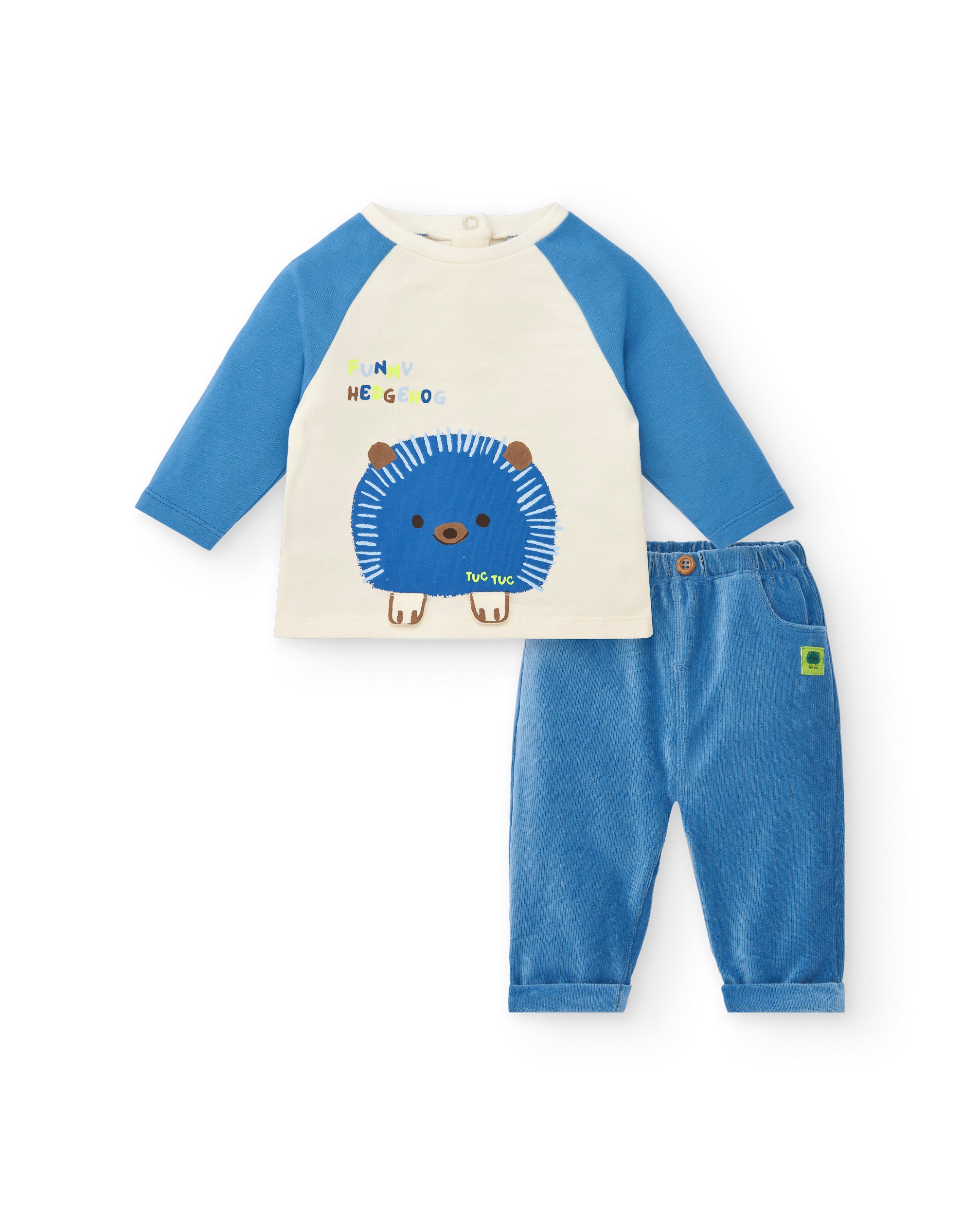 Conjunto de camiseta y pantalón para niño en azul con estampado