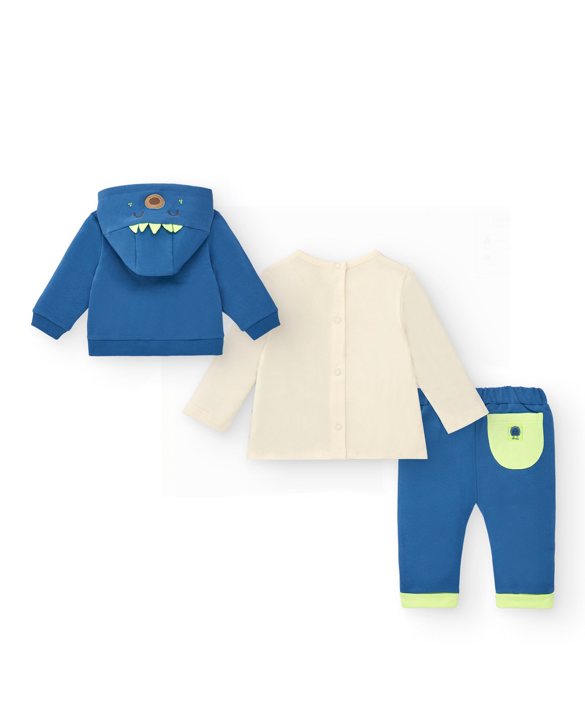 Conjunto de sudadera, camiseta y pantalón para niño en azul y