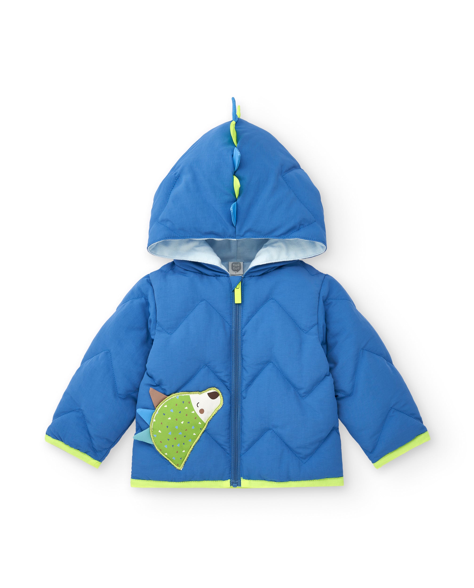 Chaqueta acolchada para niño en azul con capucha y detalles de
