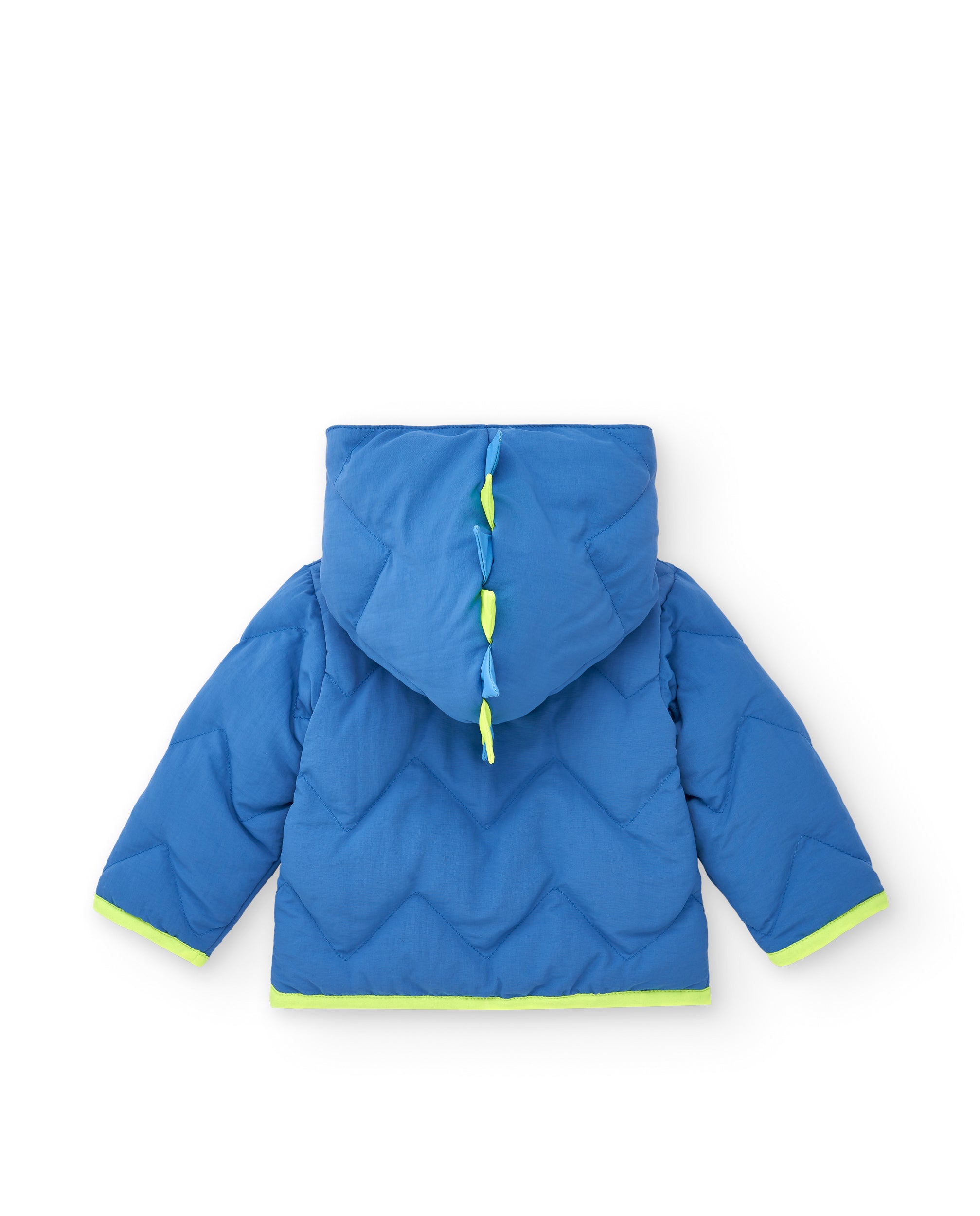 Chaqueta acolchada para niño en azul con capucha y detalles de