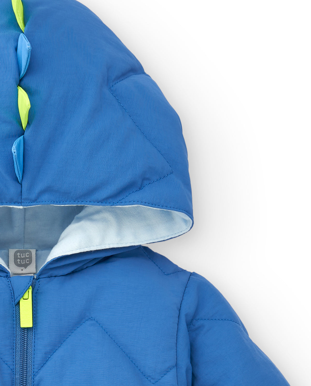 Chaqueta acolchada para niño en azul con capucha y detalles de