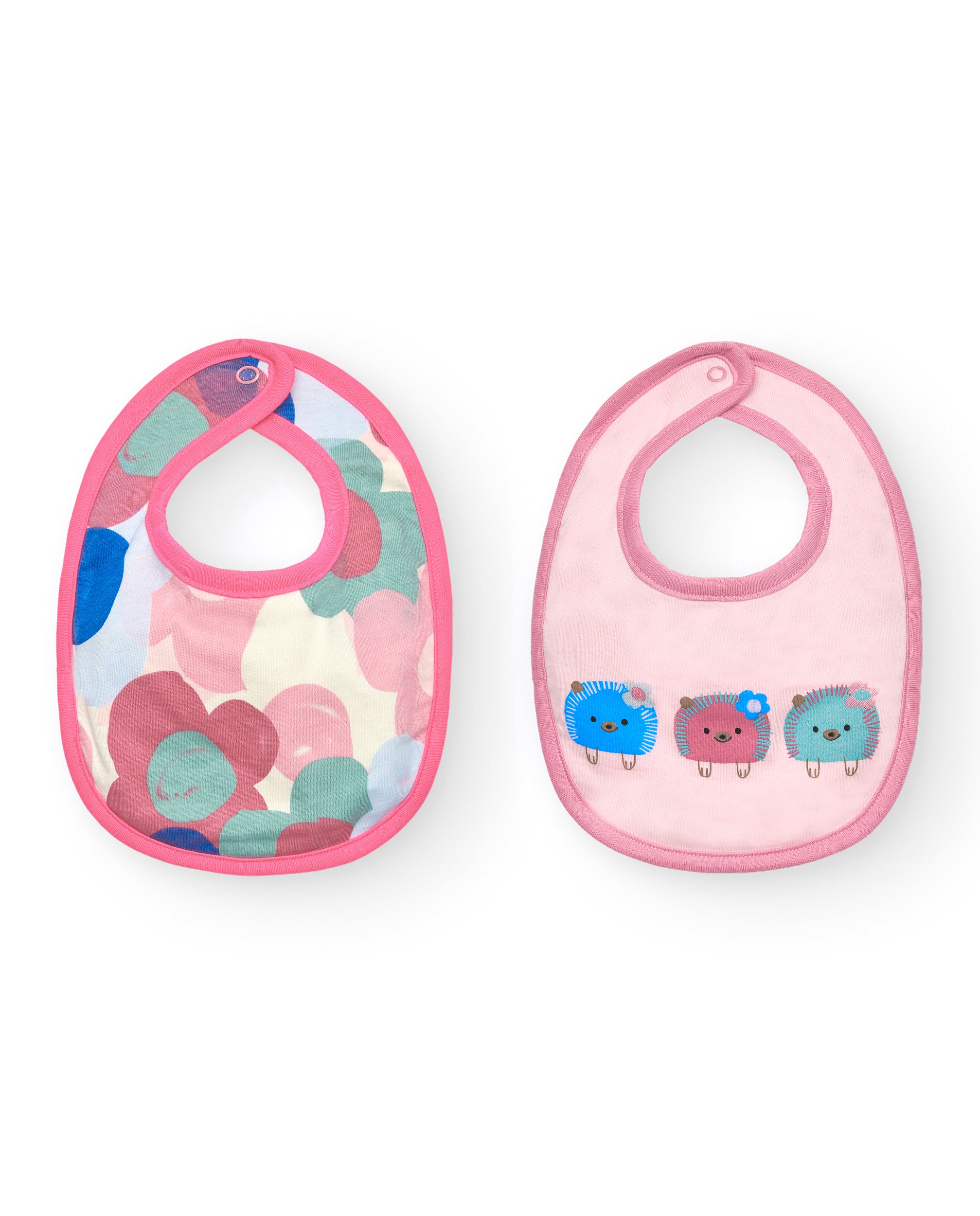 Pack de 2 baberos para niña en rosa con estampado de erizos