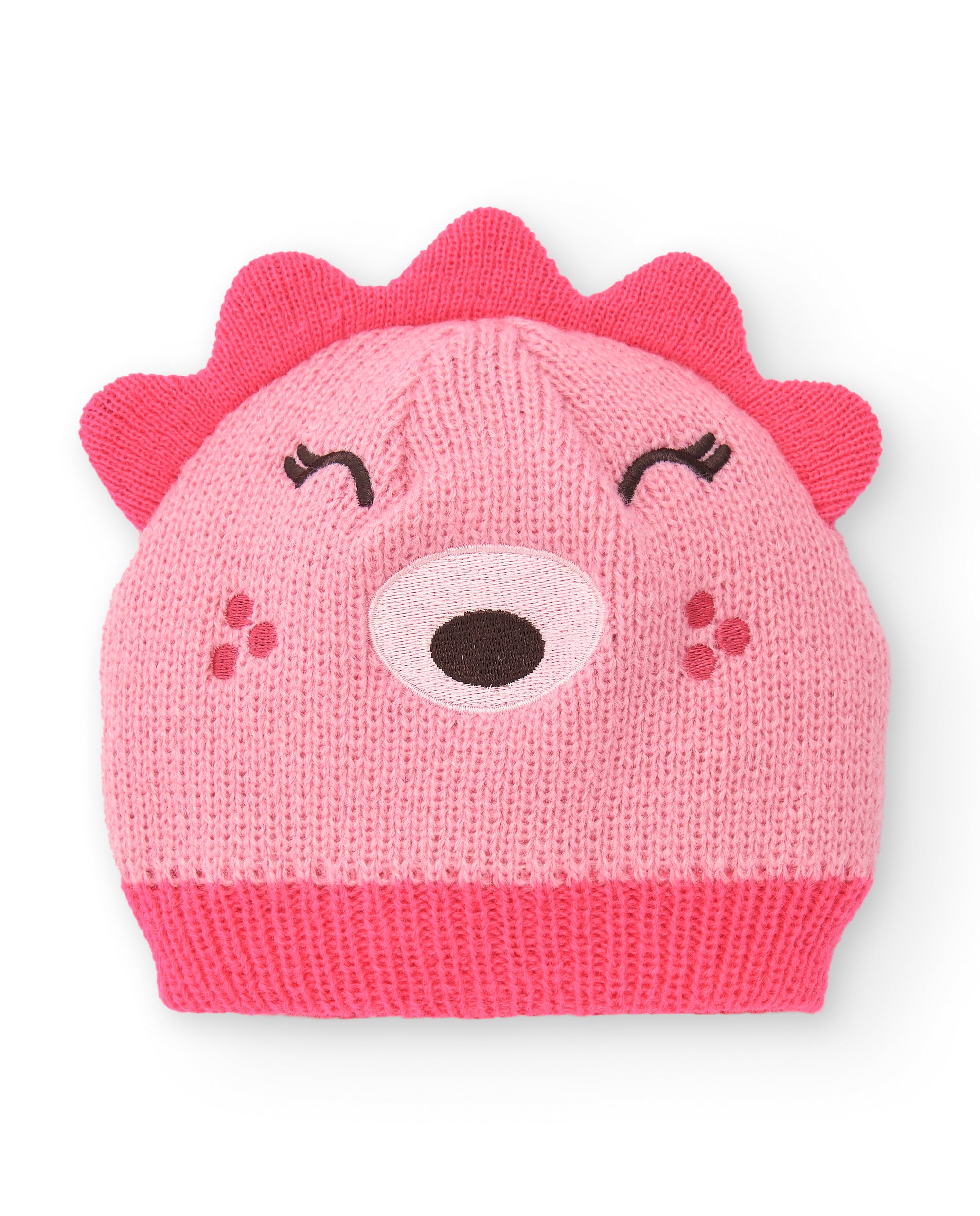 Gorro de punto para niña en rosa con diseño de erizo en 3D