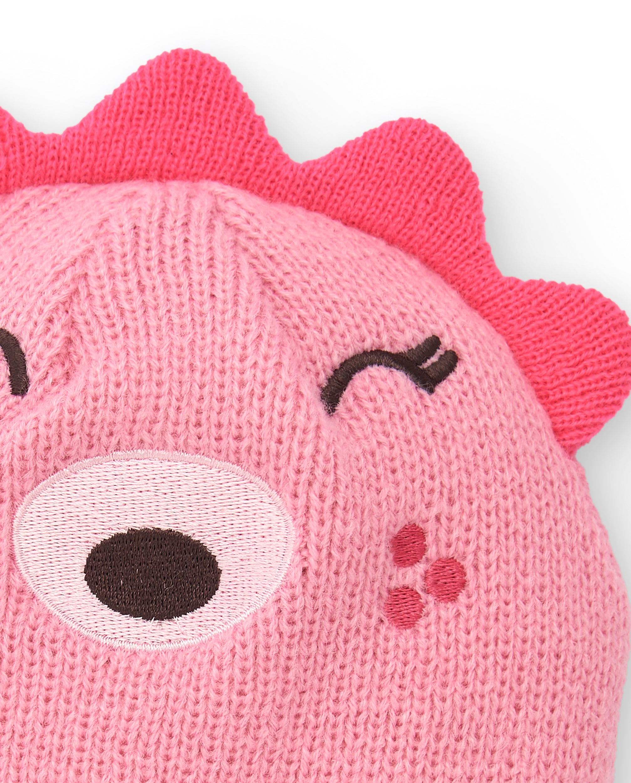 Gorro de punto para niña en rosa con diseño de erizo en 3D