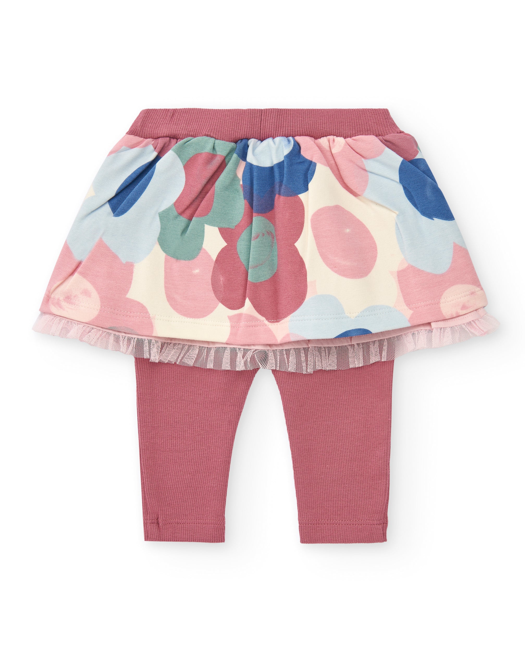 Conjunto de camiseta y falda con leggings para niña en rosa con