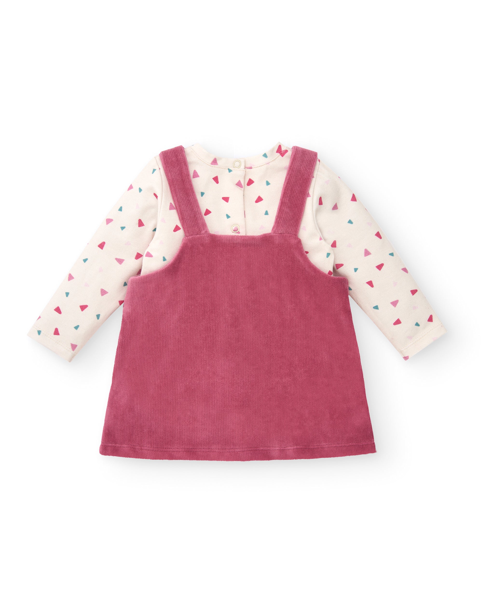 Pichi con camiseta para niña en rosa con diseño de erizo y