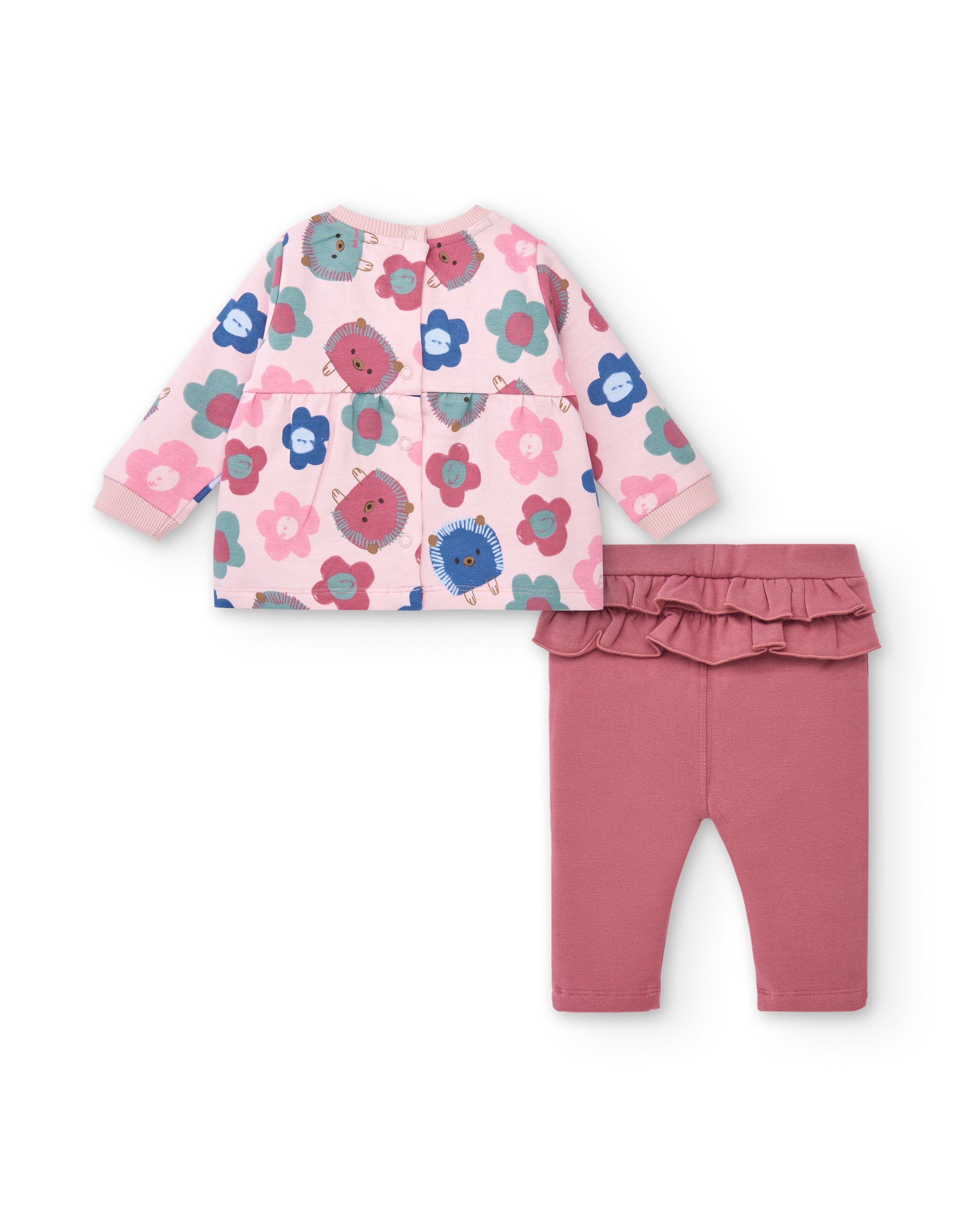 Conjunto de camiseta y leggings para niña en rosa con estampado