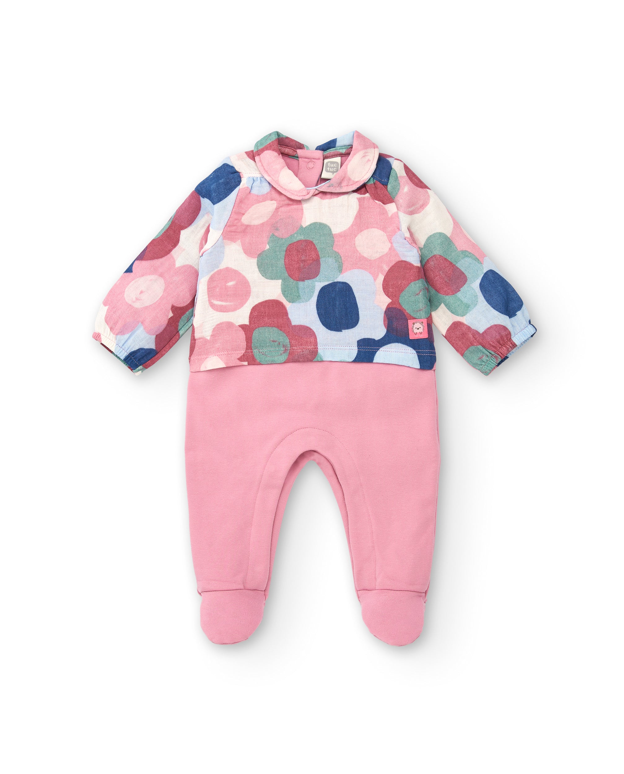 Pelele para niña en rosa con estampado floral colección