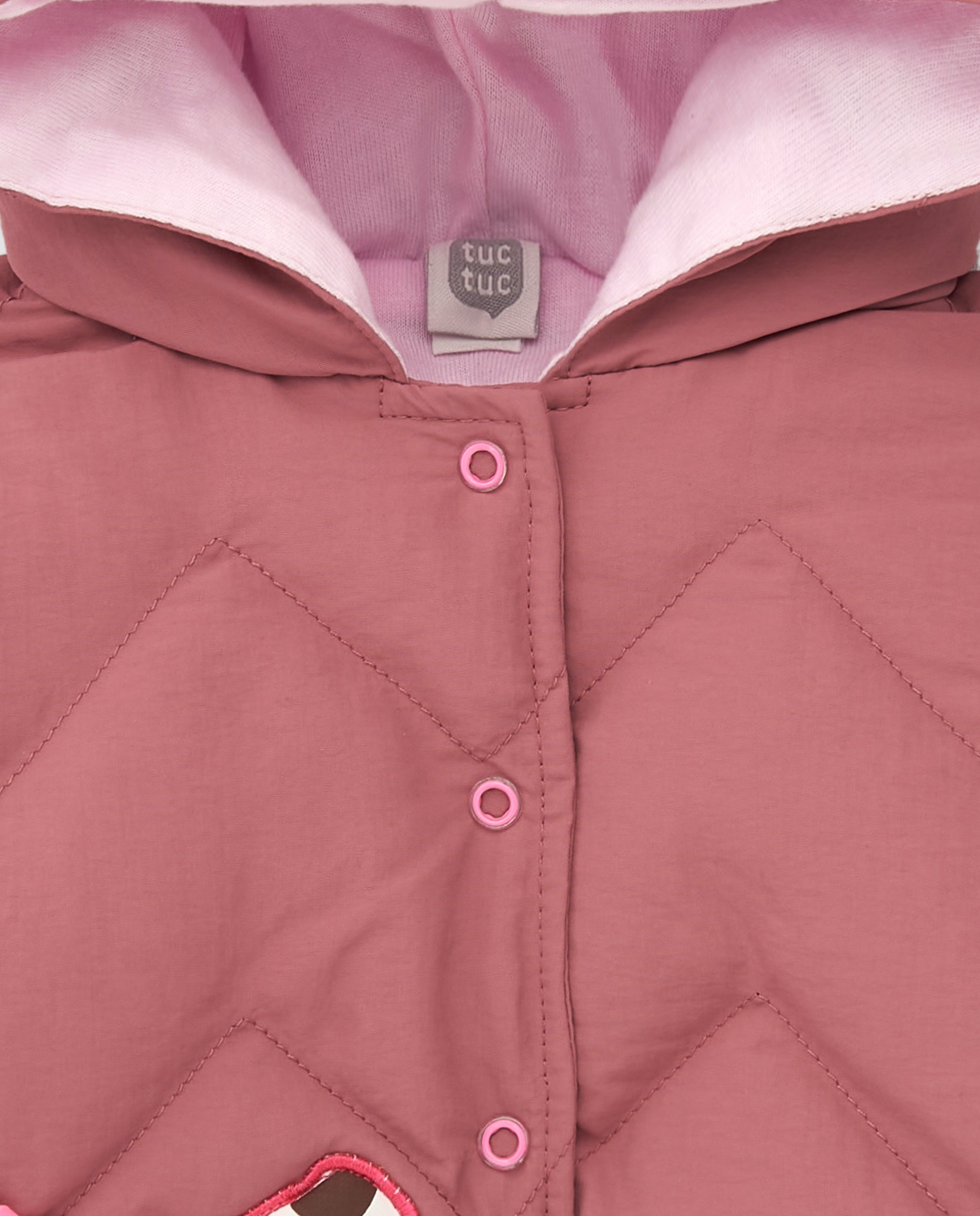 Chaqueta para niña en rosa con capucha y detalle de erizo
