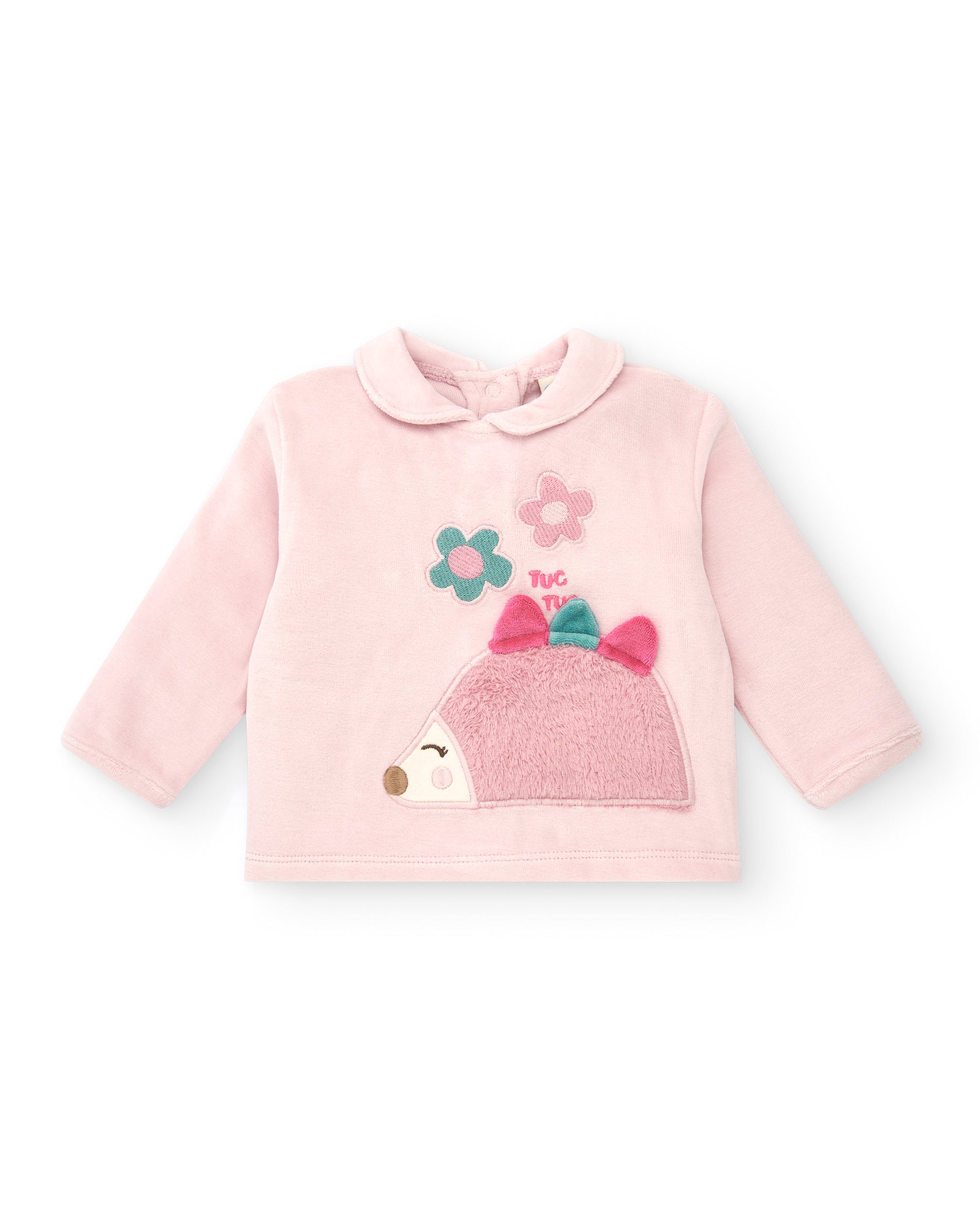 Conjunto para niña en rosa con diseño de erizo y detalles