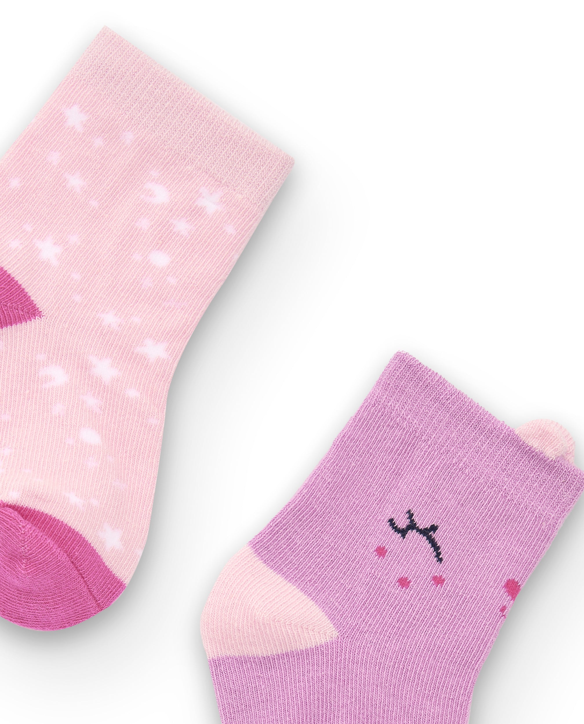 Pack de calcetines para niña en rosa y morado con diseño de