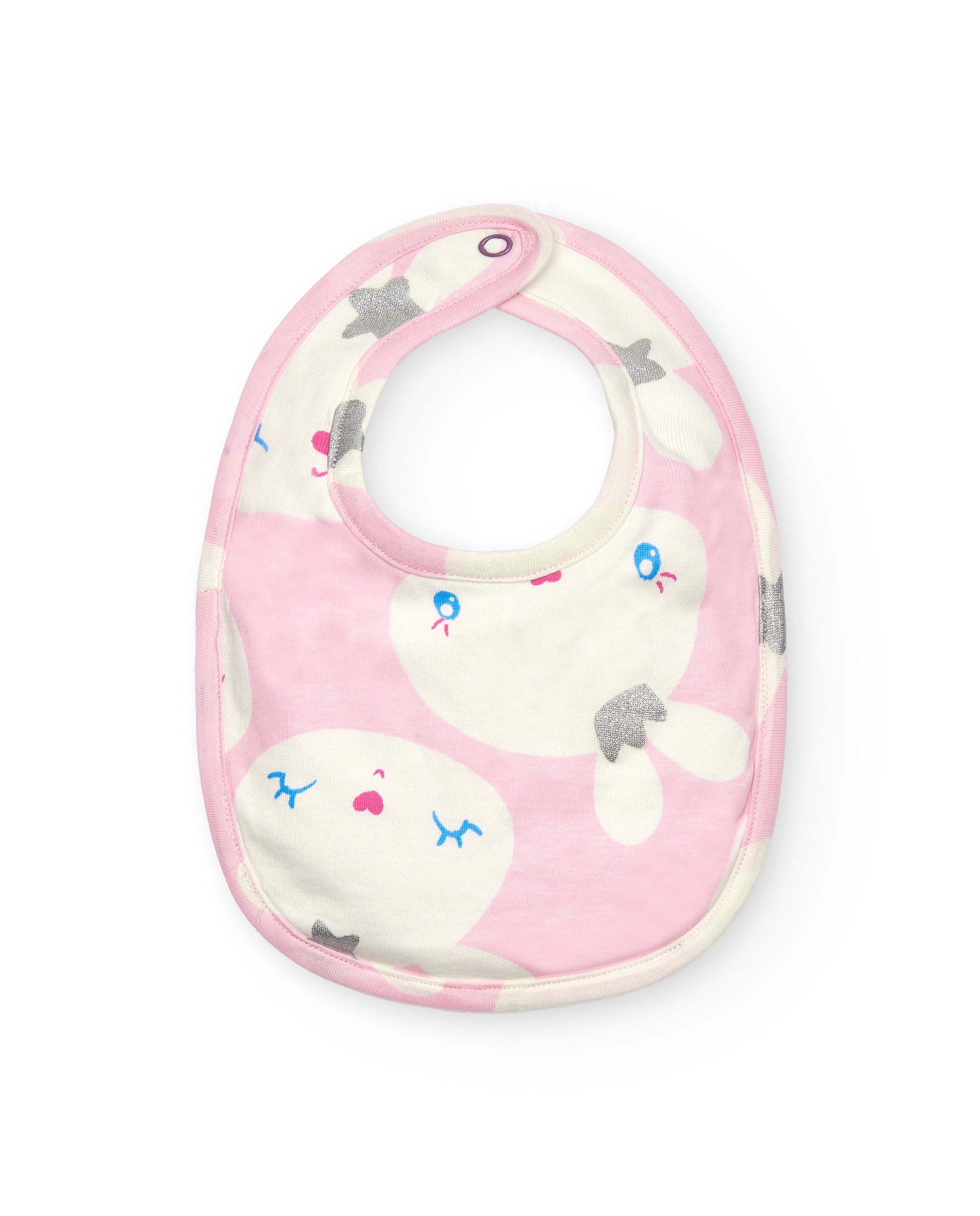 Pack de baberos para niña en rosa y blanco con diseño de