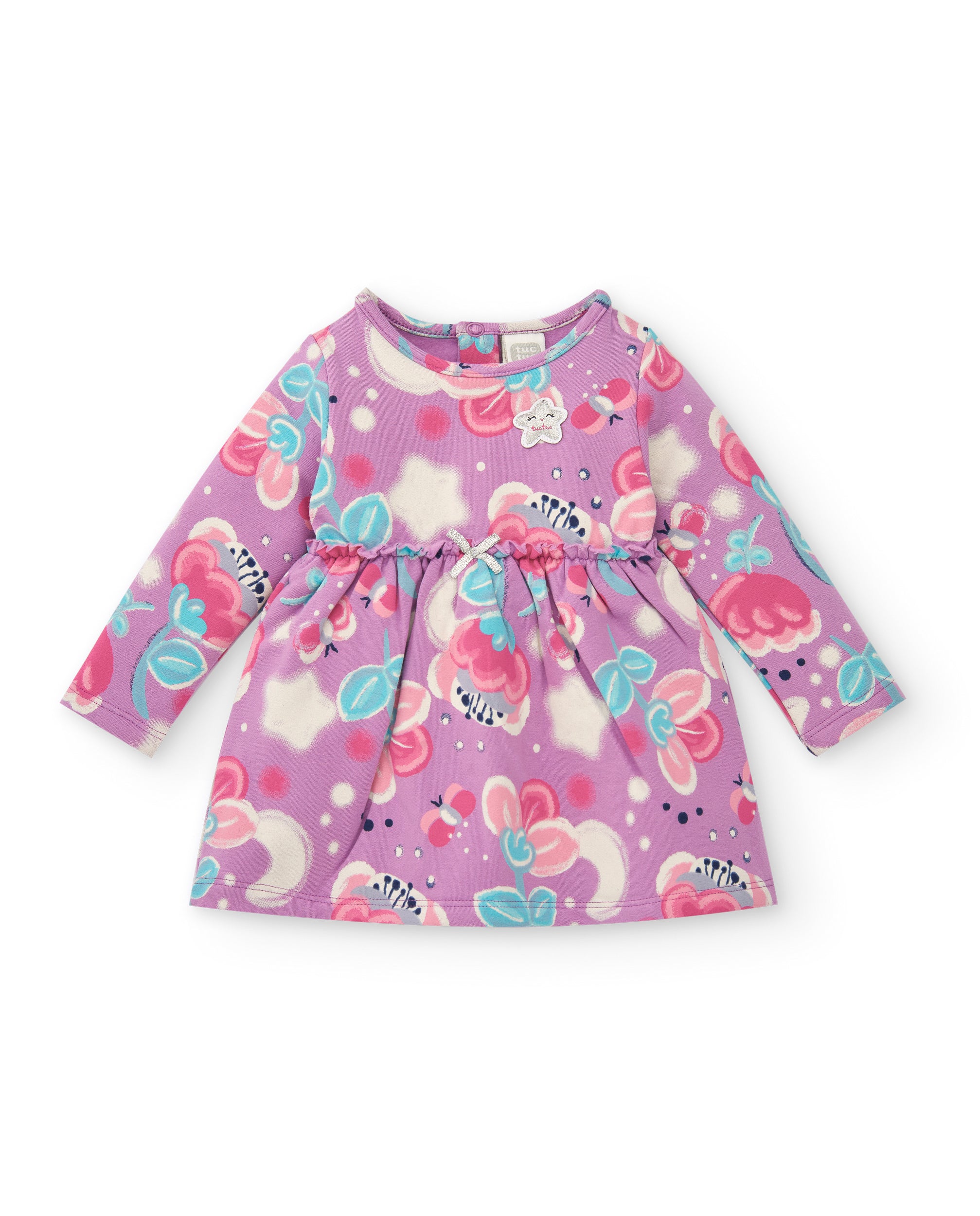 Vestido para niña en lila con estampado floral colección