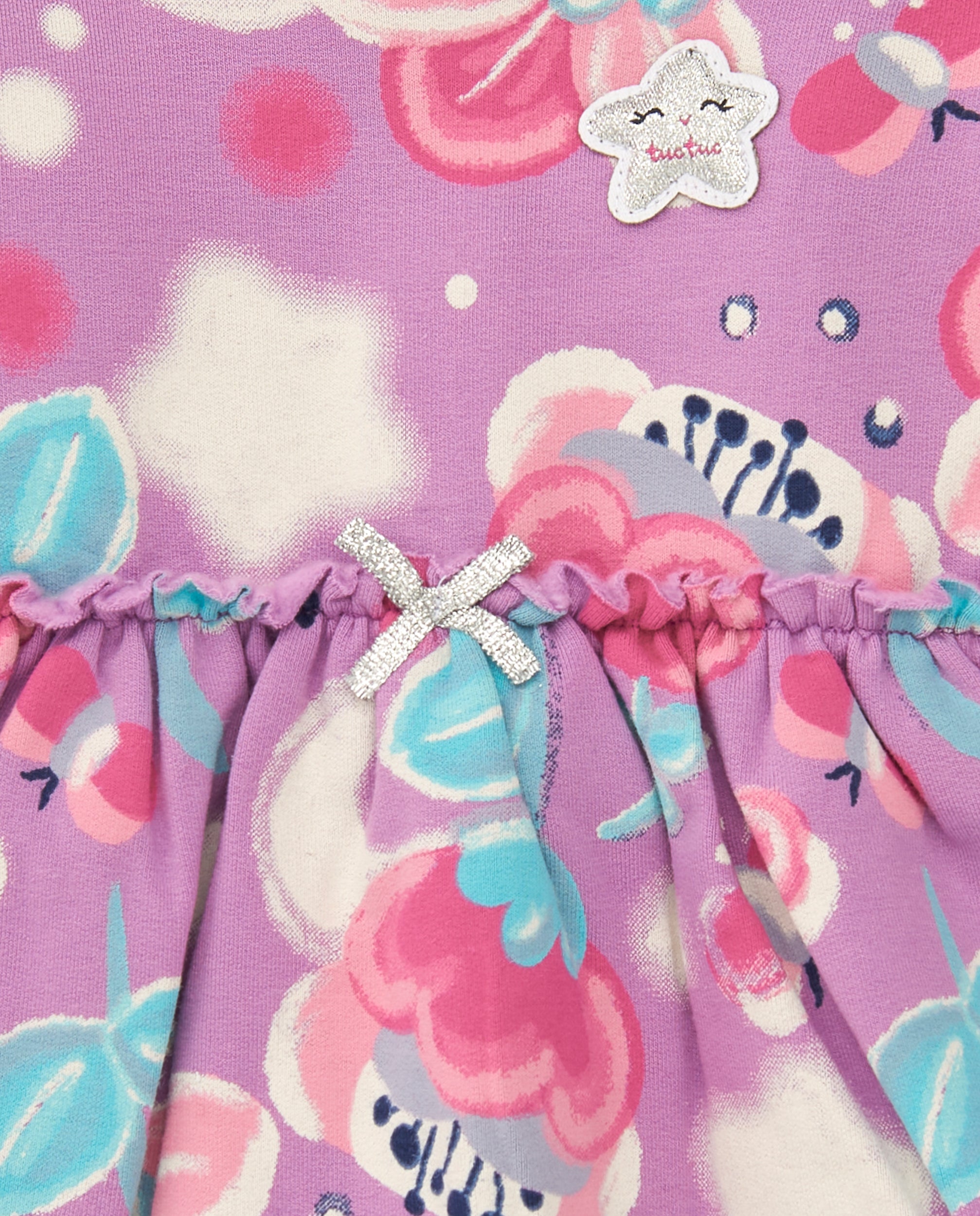 Vestido para niña en lila con estampado floral colección