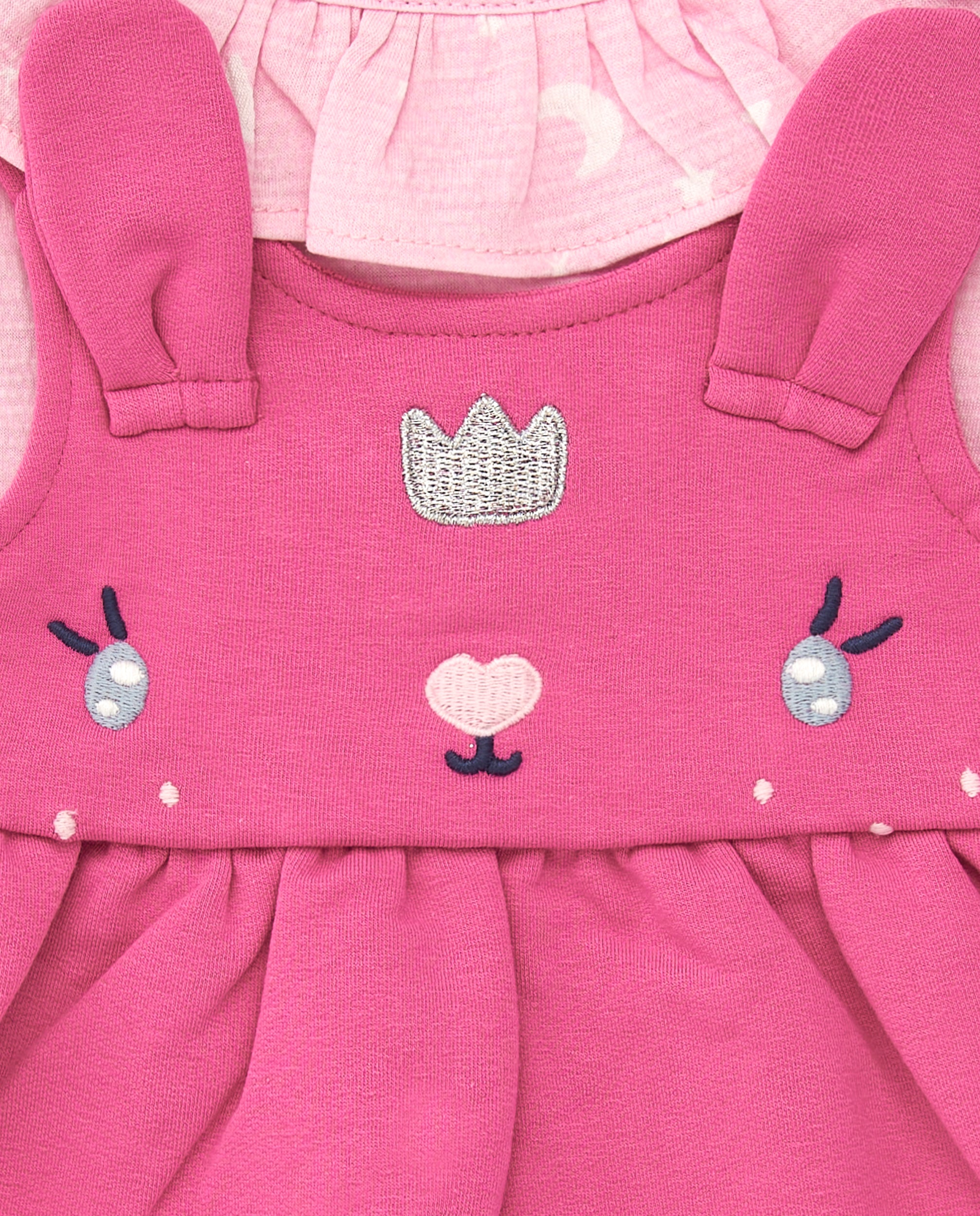 Vestido para niña en rosa con tirantes de conejo colección