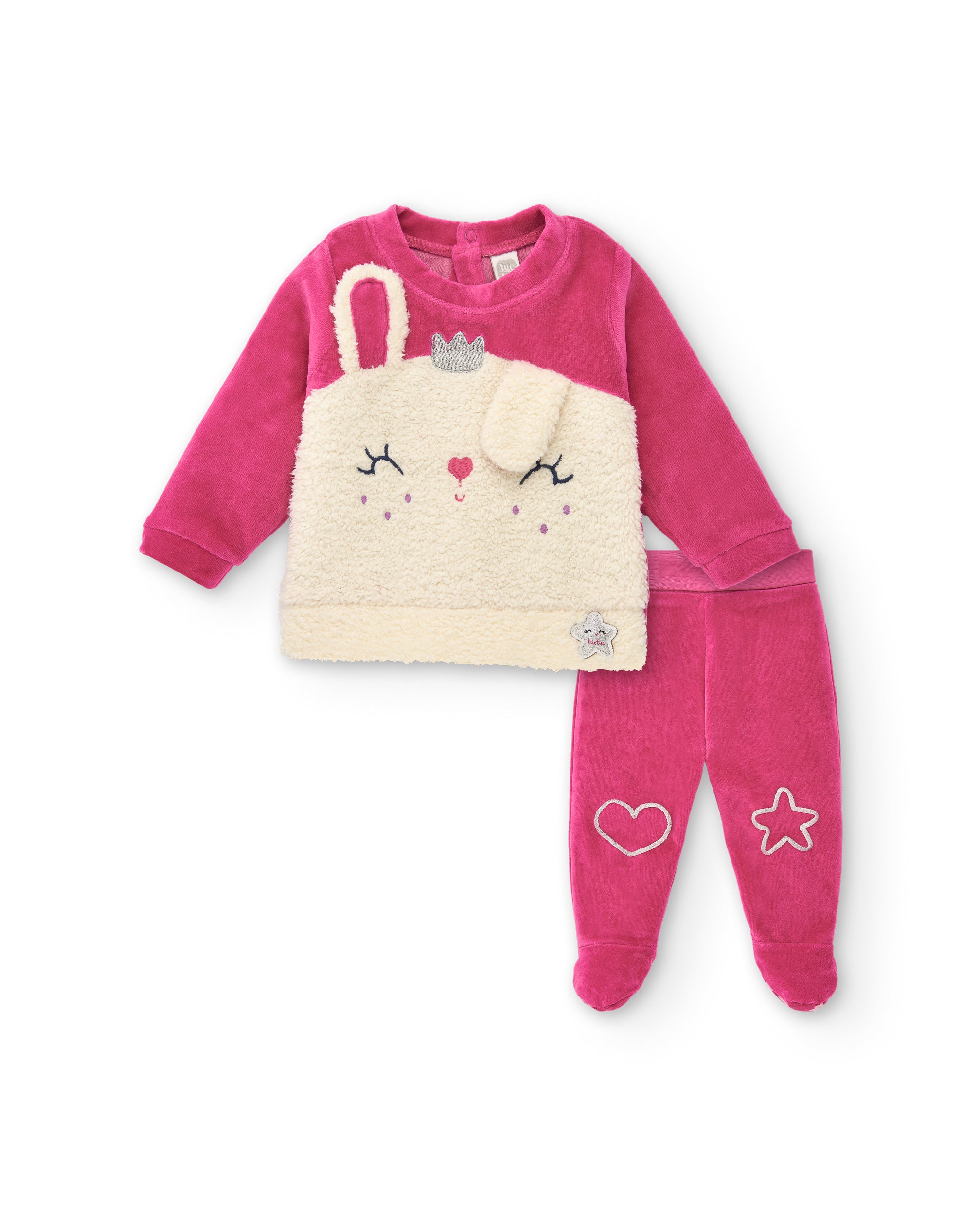 Conjunto para niña en fucsia con aplique de conejito colección