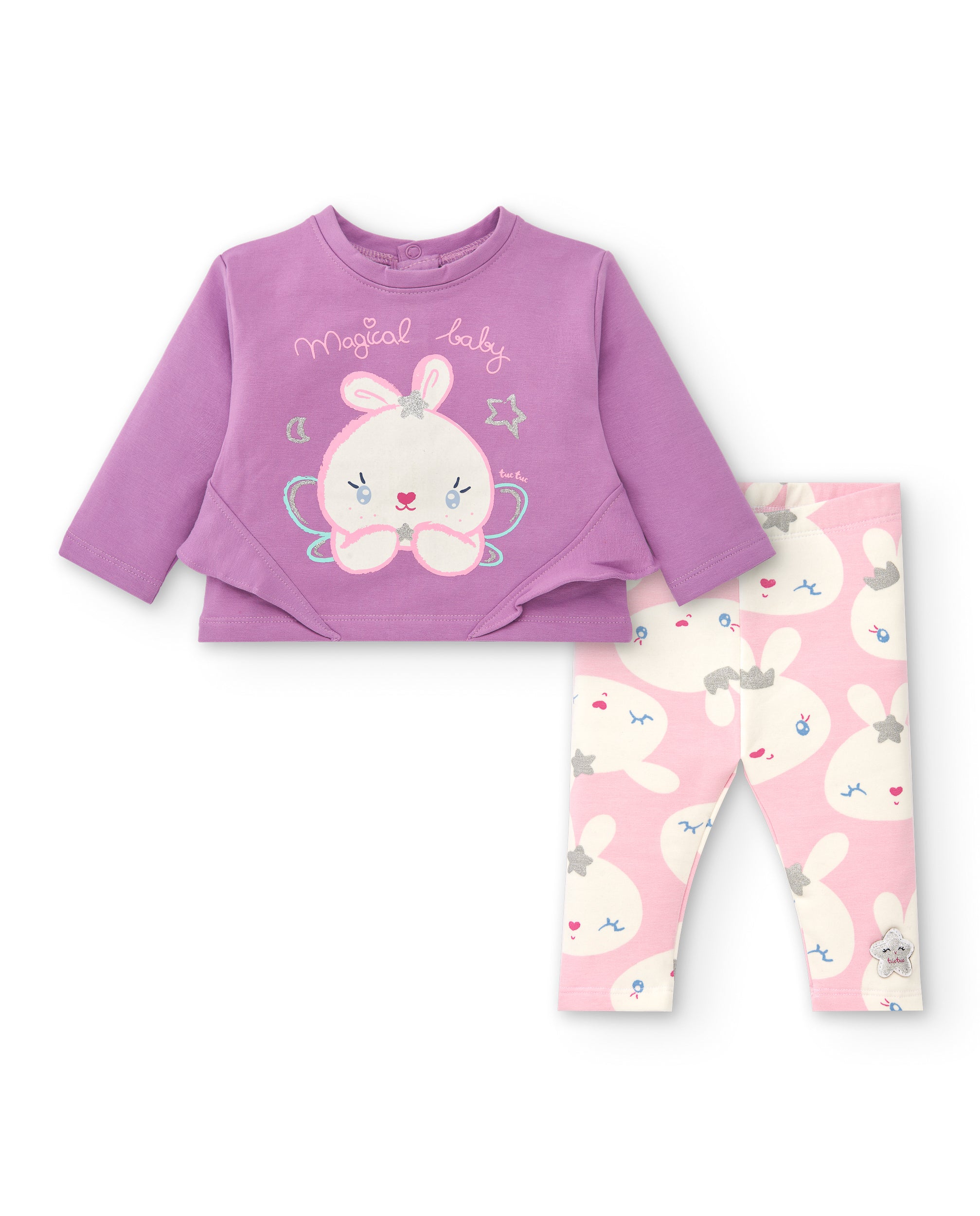 Conjunto para niña en lila con diseño de conejito colección