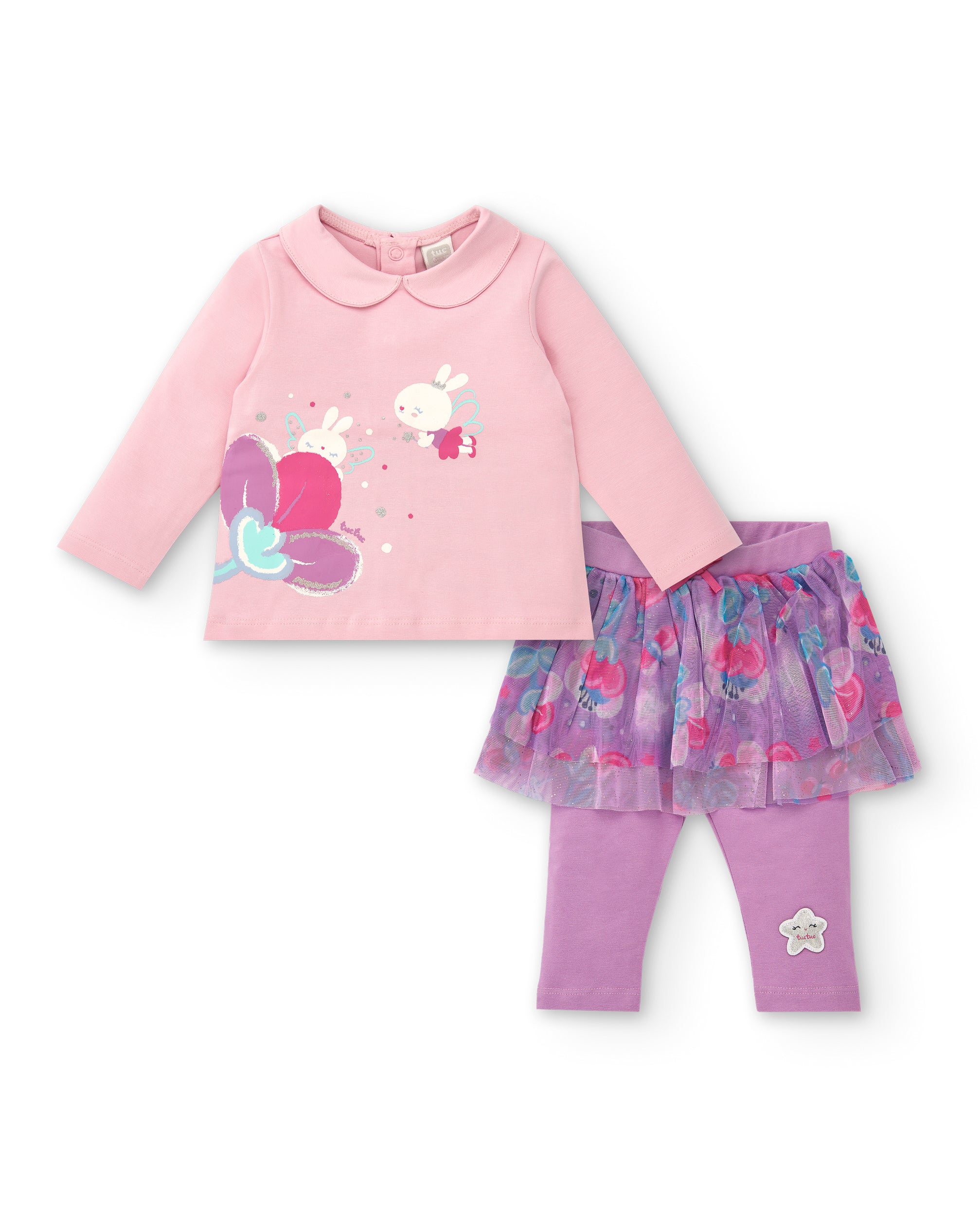 Conjunto para niña en rosa con falda de tul colección Glitter