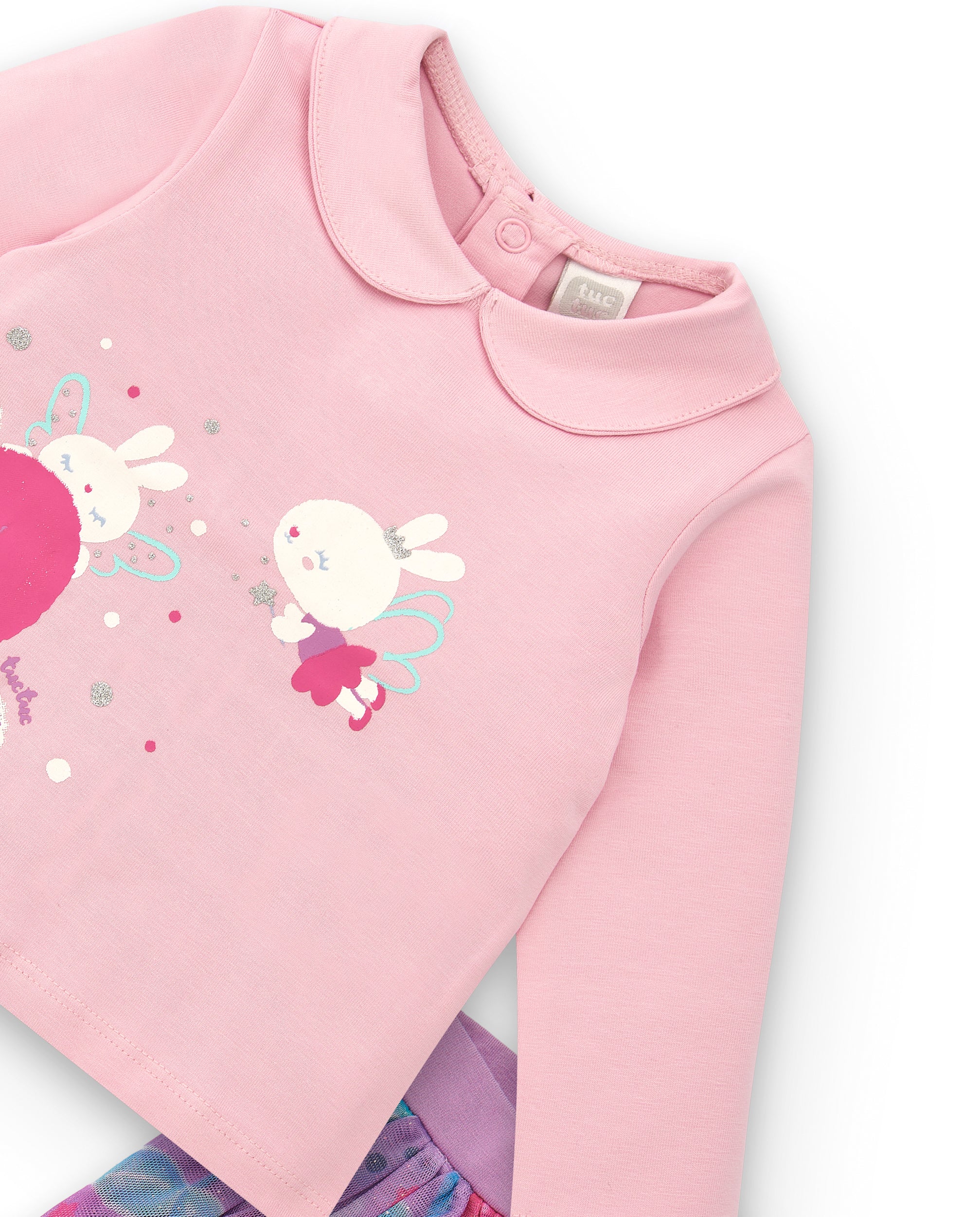 Conjunto para niña en rosa con falda de tul colección Glitter