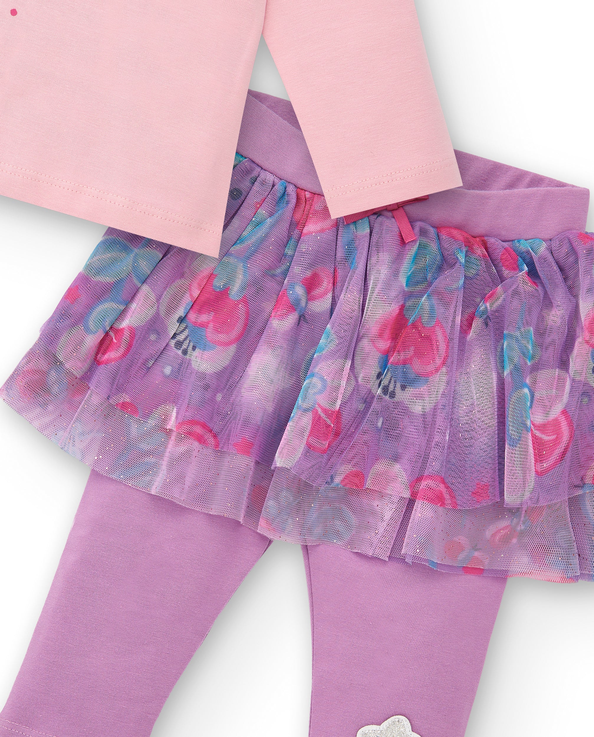 Conjunto para niña en rosa con falda de tul colección Glitter