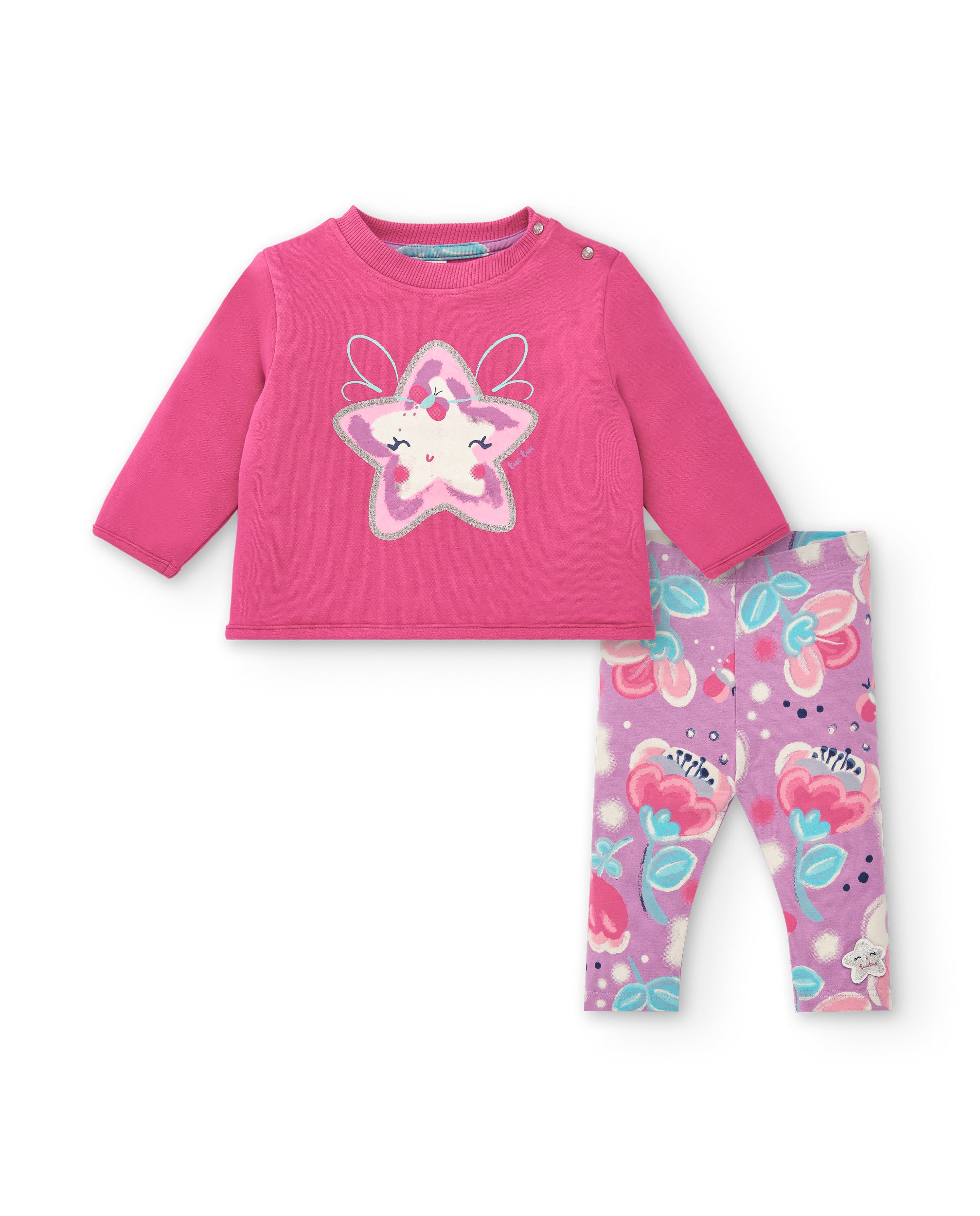 Conjunto para niña en fucsia con detalles brillantes colección