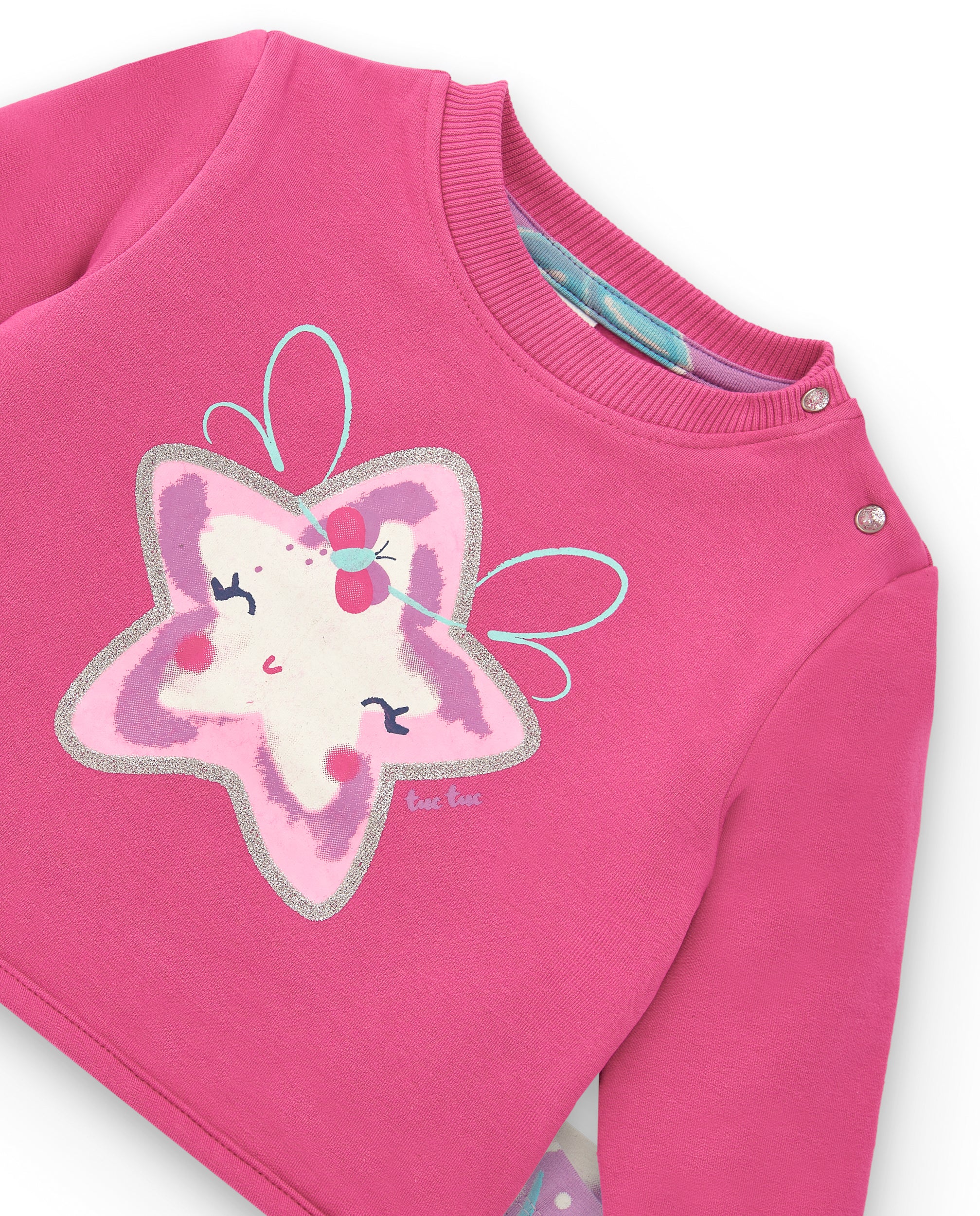 Conjunto para niña en fucsia con detalles brillantes colección