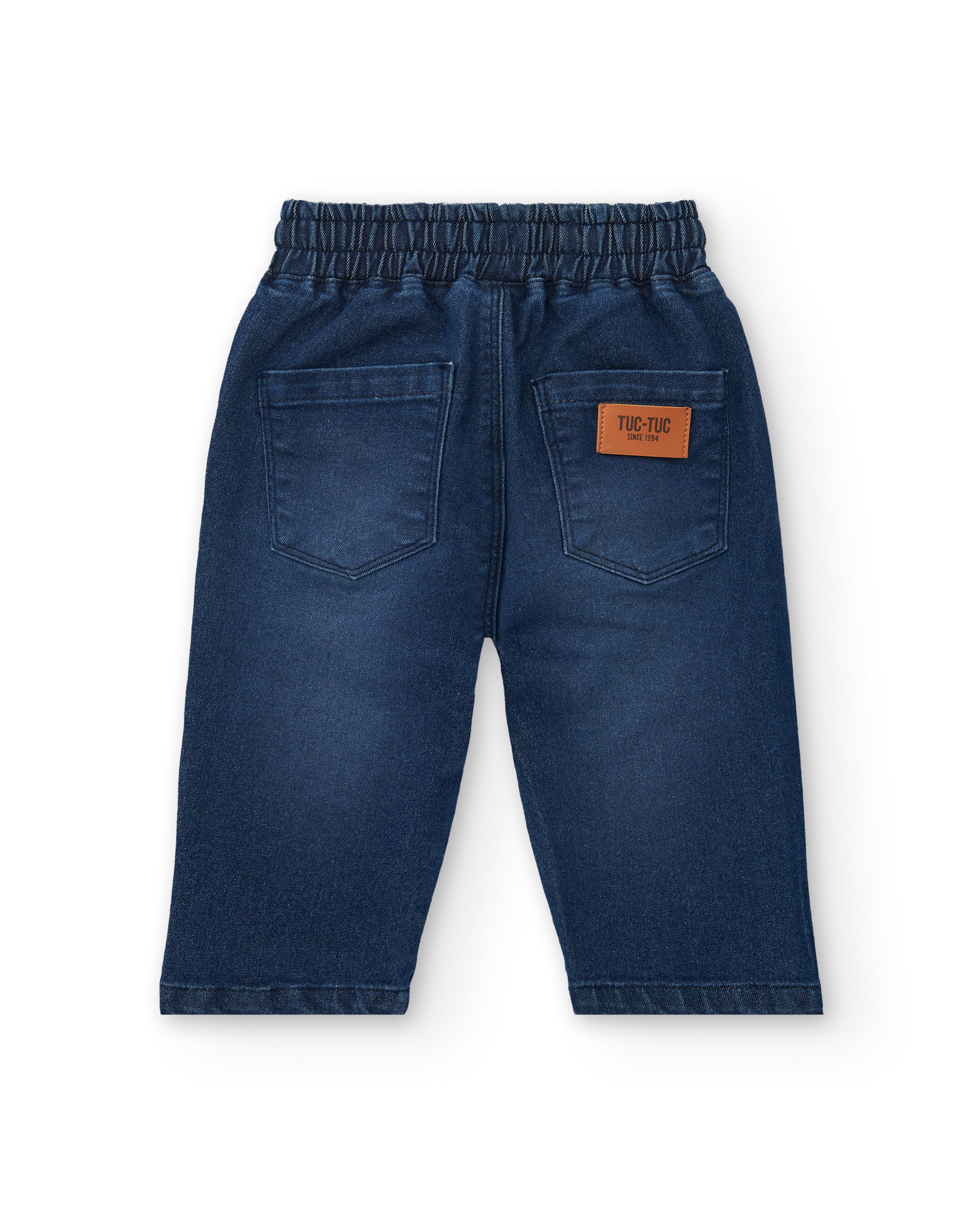 Pantalón vaquero jogger para niño en azul con estampado de rayo