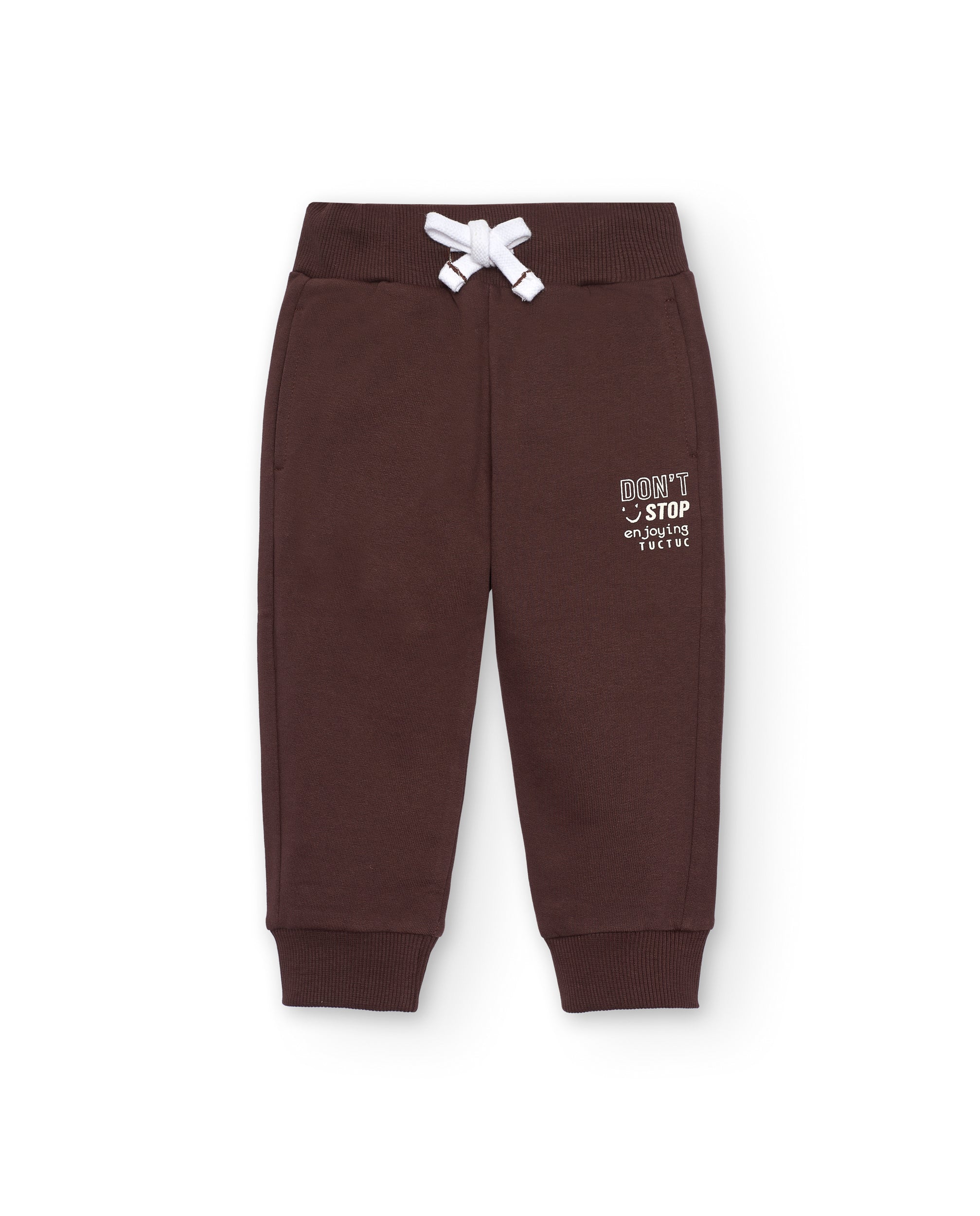 Pantalón jogger para niño en marrón con estampado gráfico