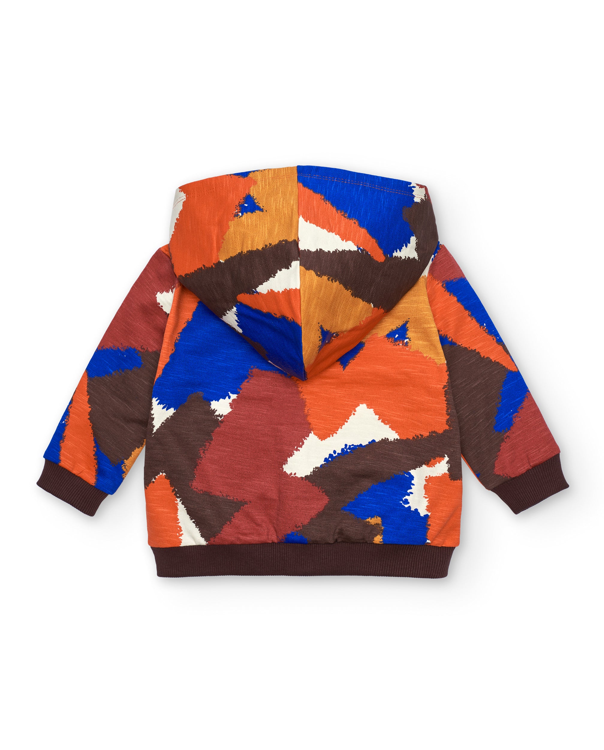 Chaqueta con capucha para niño en marrón con estampado