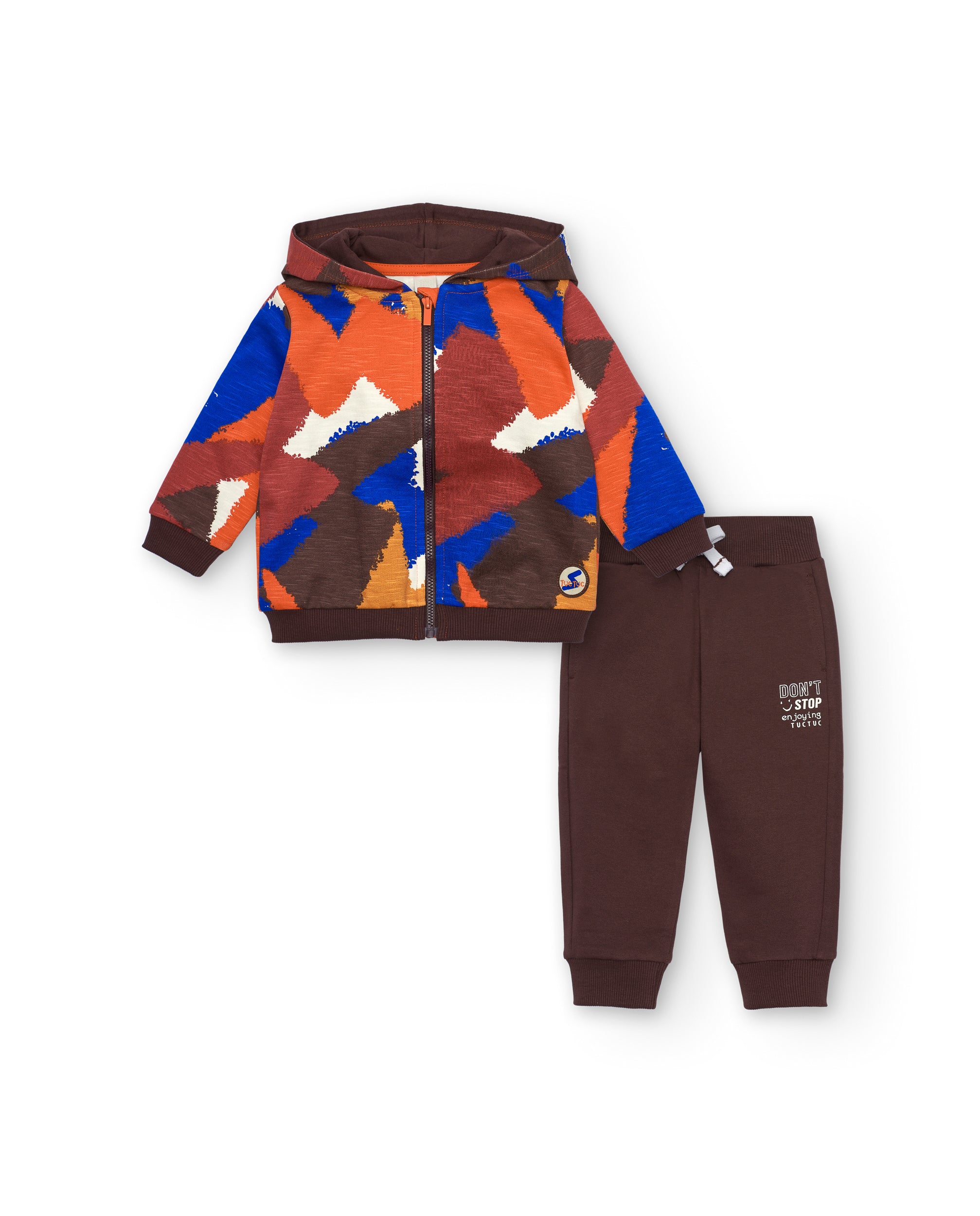 Conjunto de chaqueta y pantalón para niño en marrón con