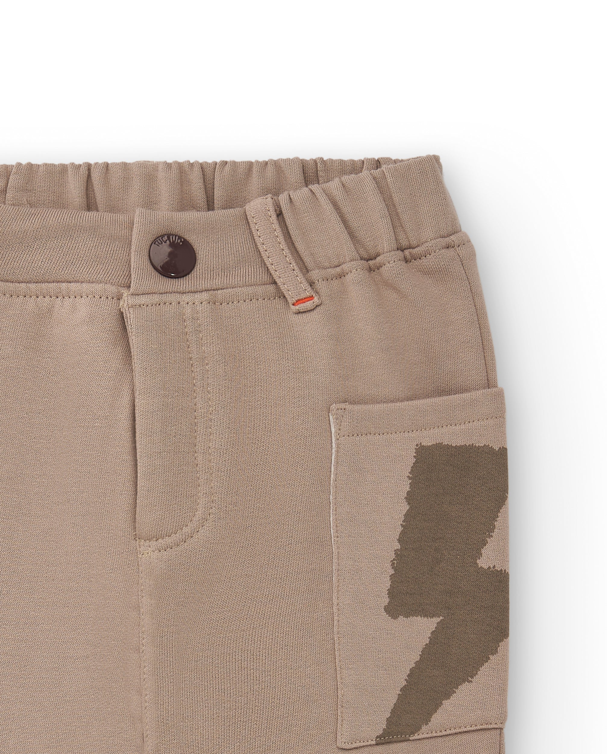 Pantalón cargo para niño en beige con estampado de rayo
