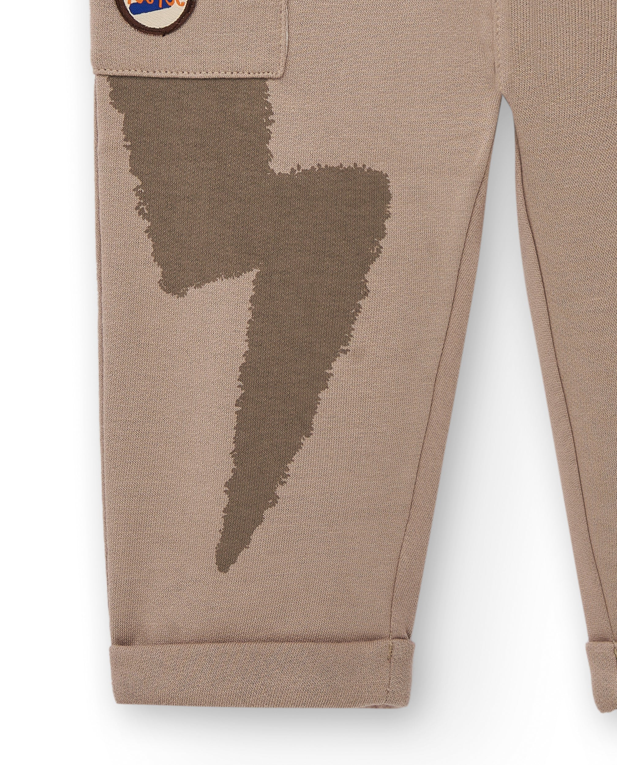 Pantalón cargo para niño en beige con estampado de rayo