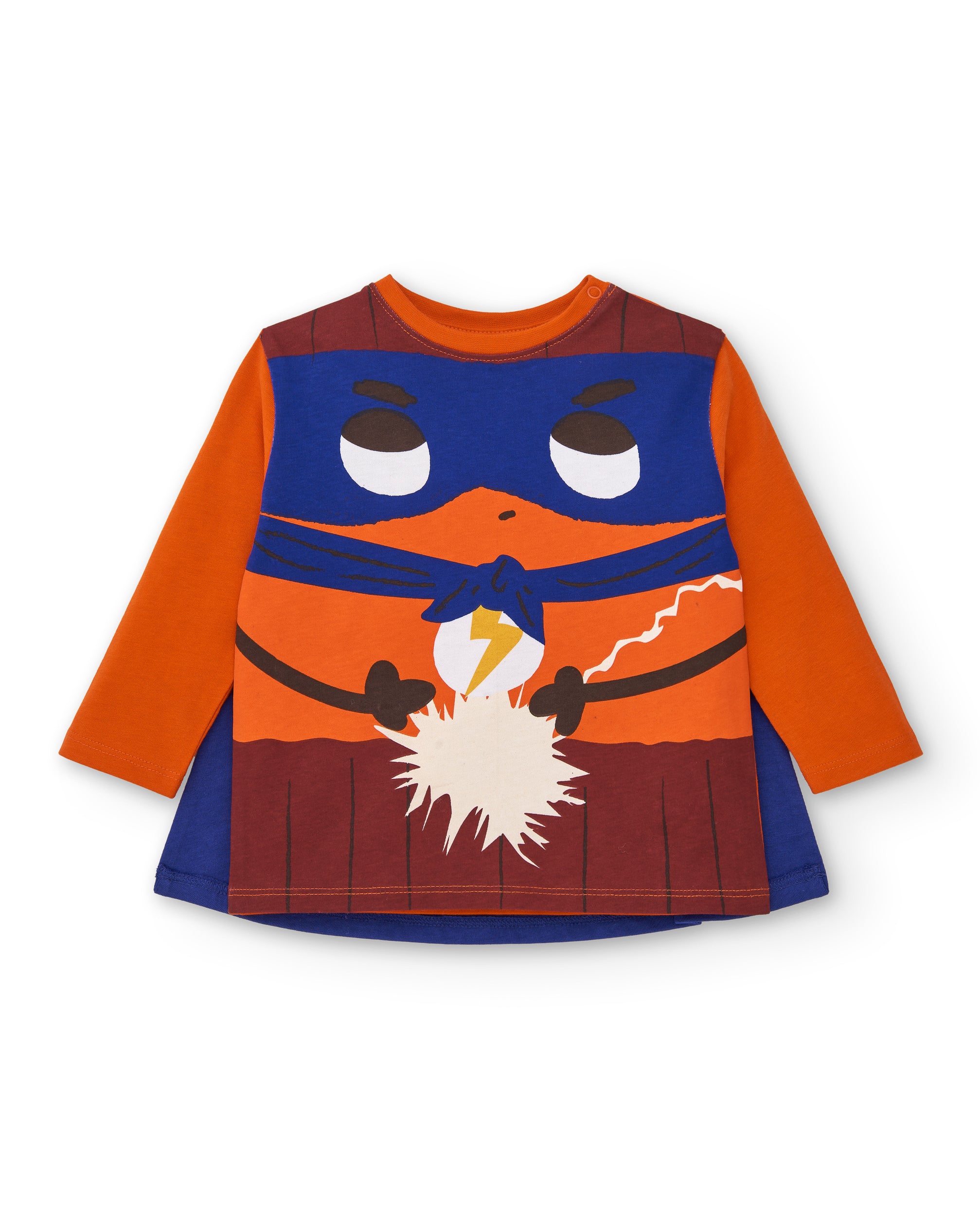 Camiseta de manga larga para niño en naranja con estampado de