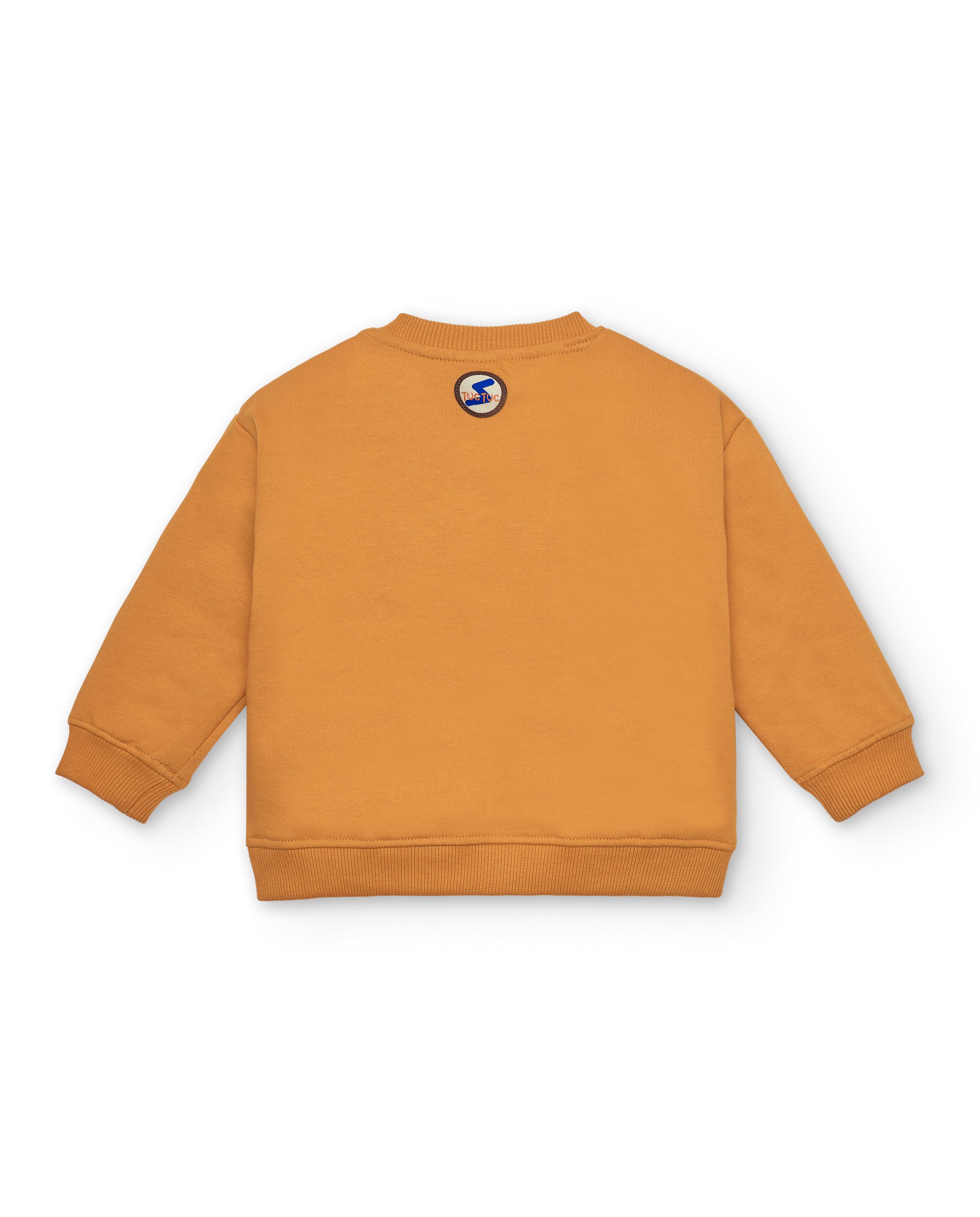 Sudadera para niño en mostaza con estampado de superhéroe y
