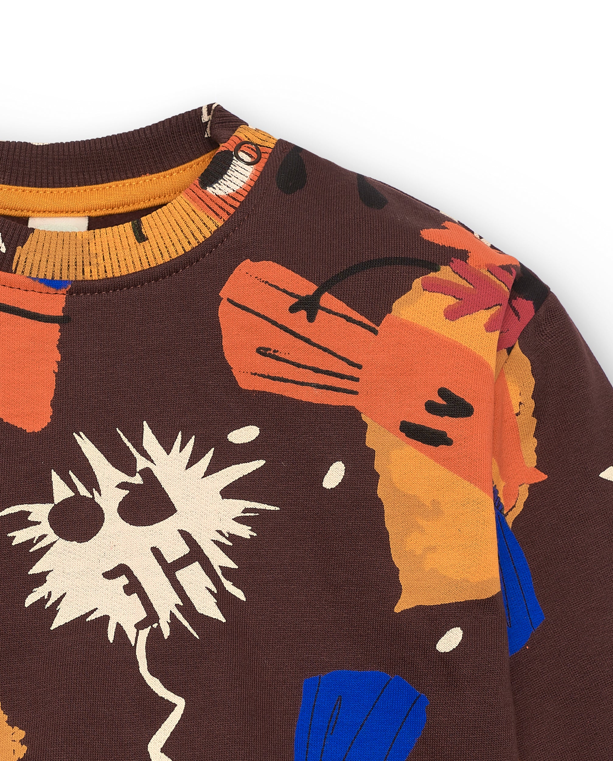 Sudadera para niño en marrón con estampado de superhéroes