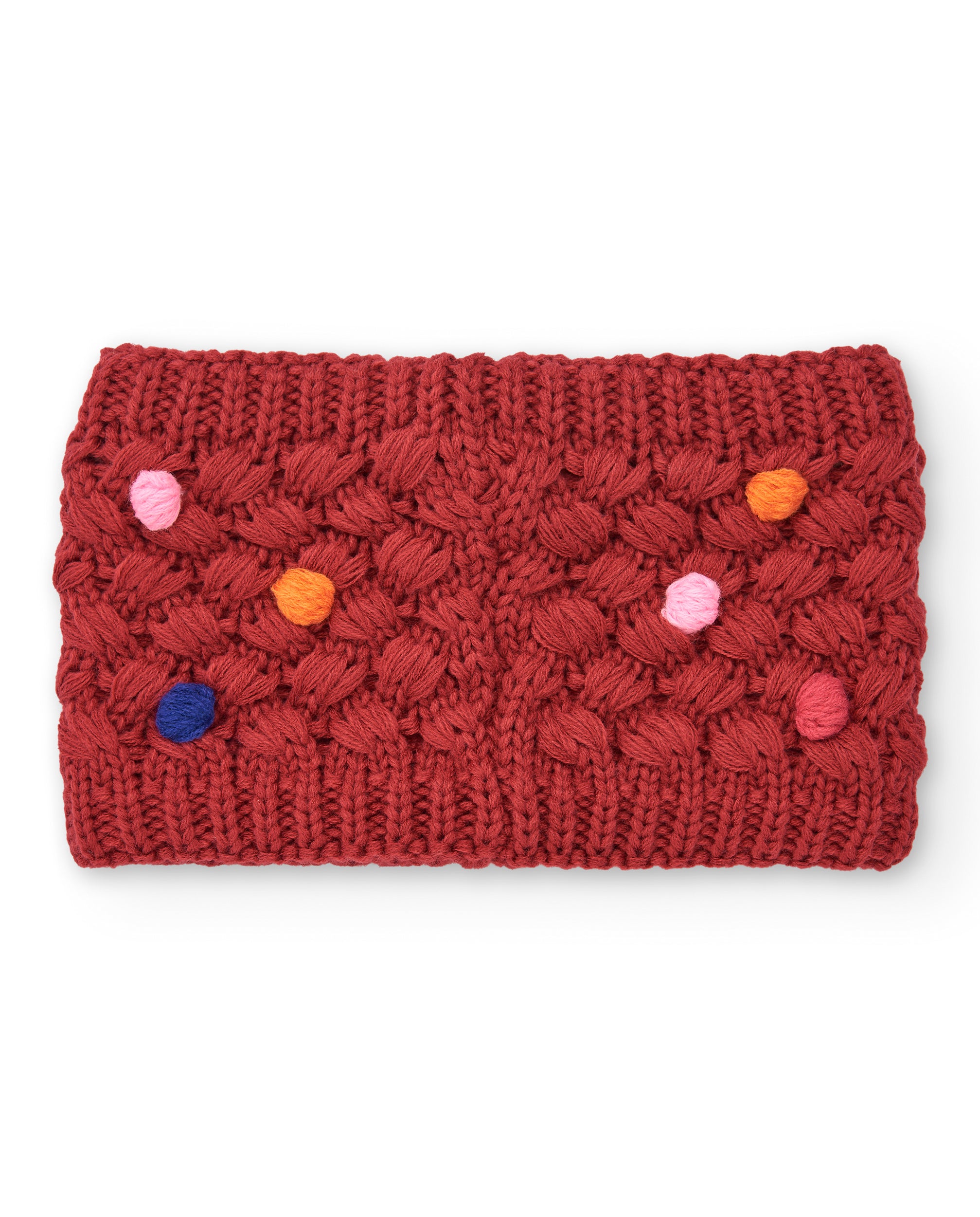 Bandana para niña en rojo con pompones multicolor colección