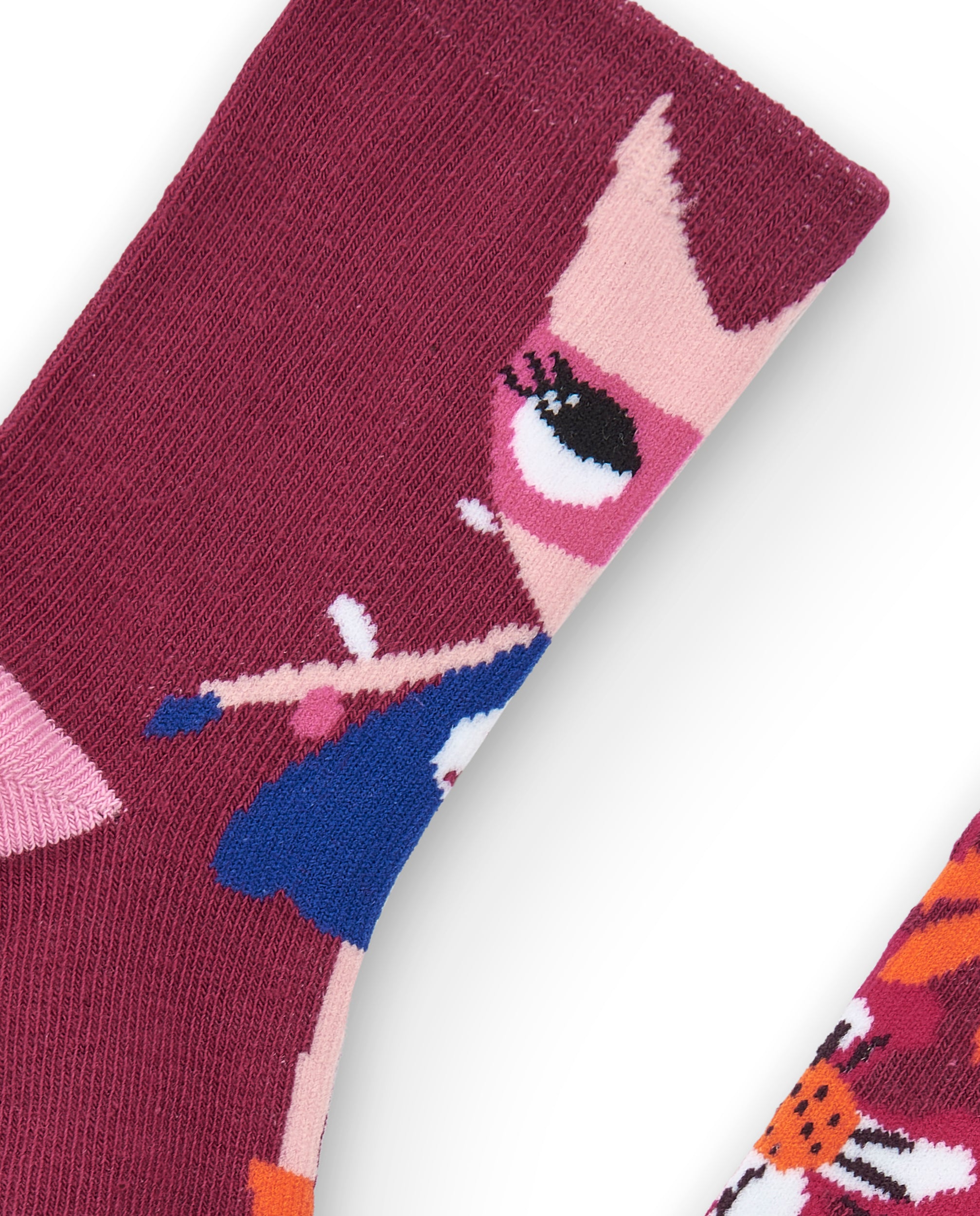 Pack de calcetines para niña en color burdeos con estampado