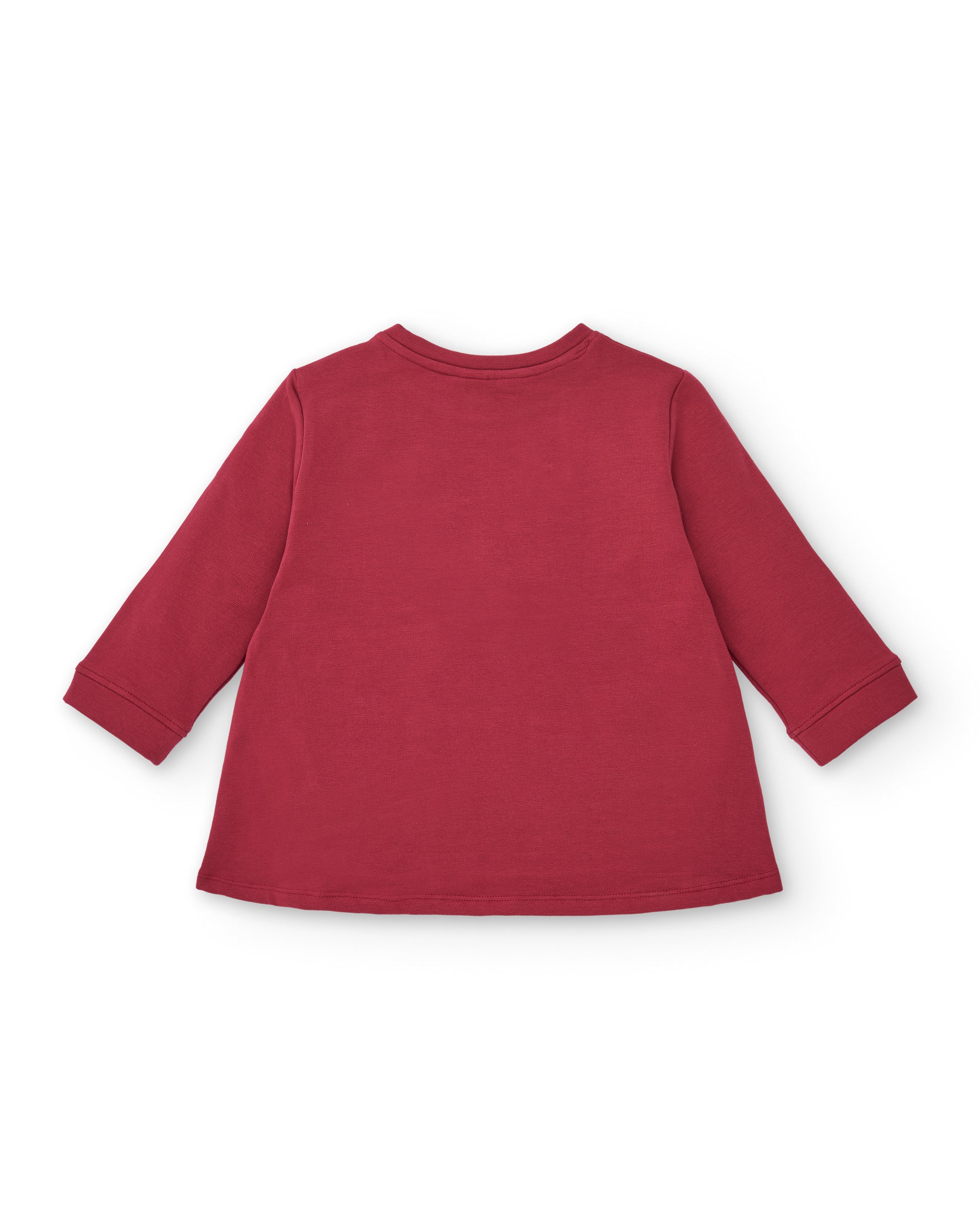 Camiseta de felpa para niña en color burdeos con estampado