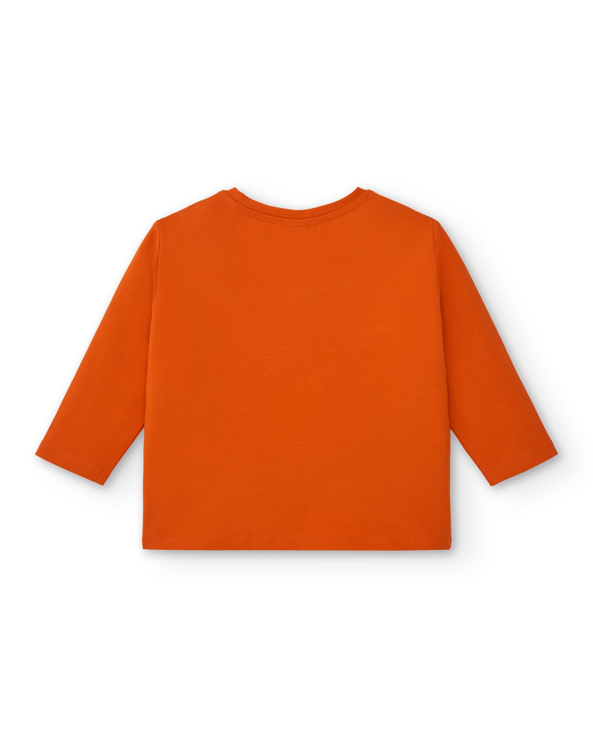 Camiseta de felpa para niña en color naranja con estampado