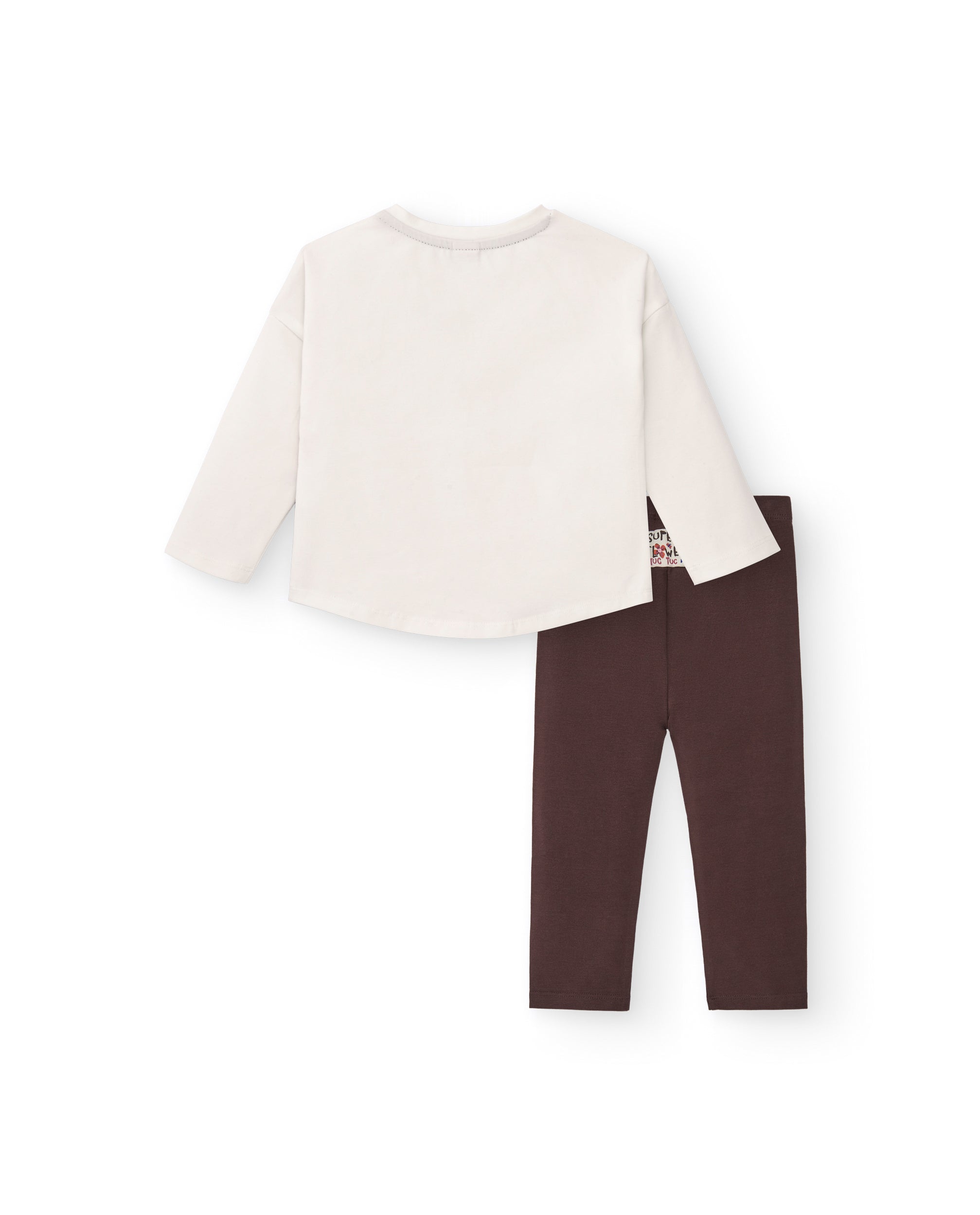 Conjunto de camiseta y mallas para niña en blanco con estampado