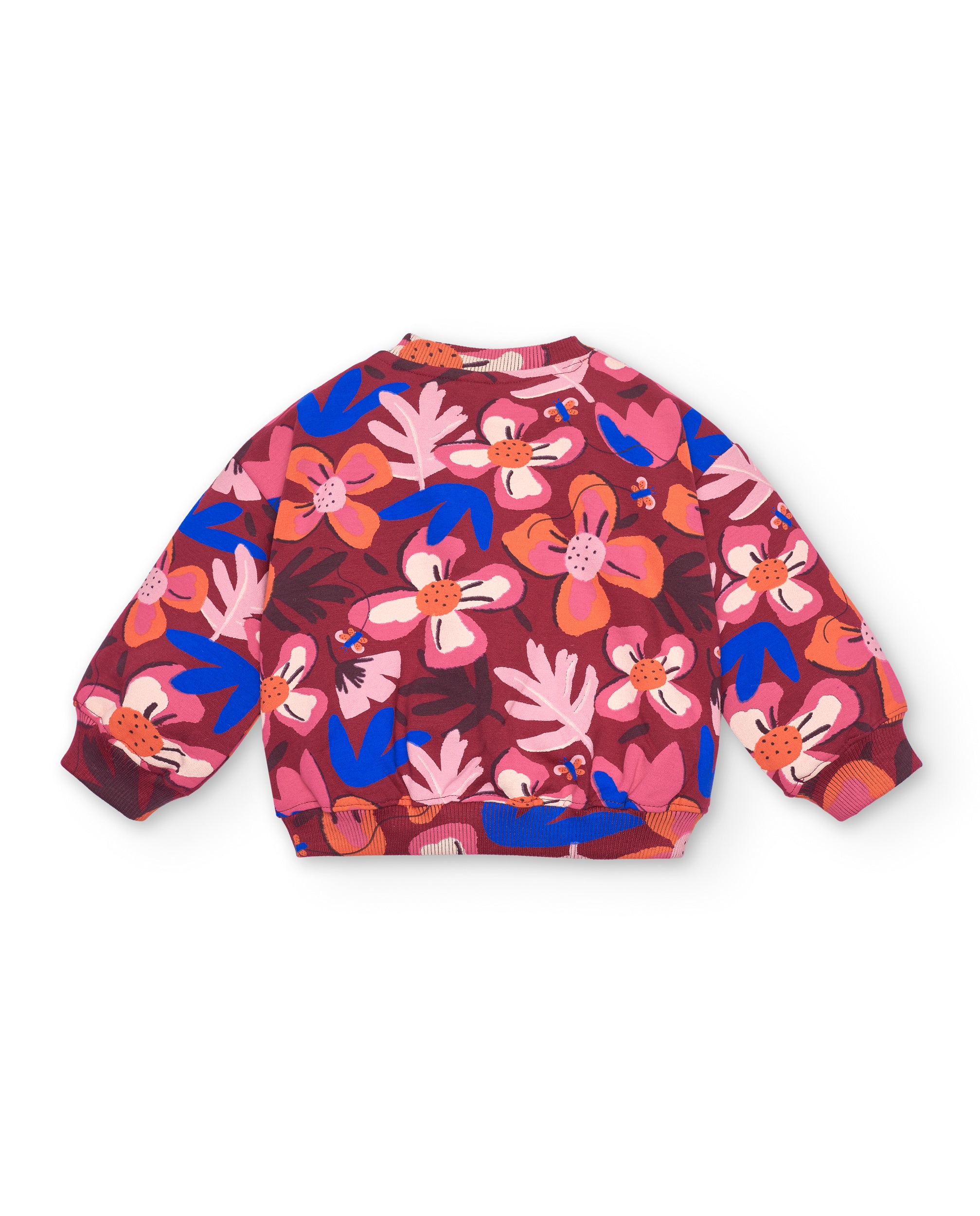 Sudadera para niña en burdeos con estampado floral colección