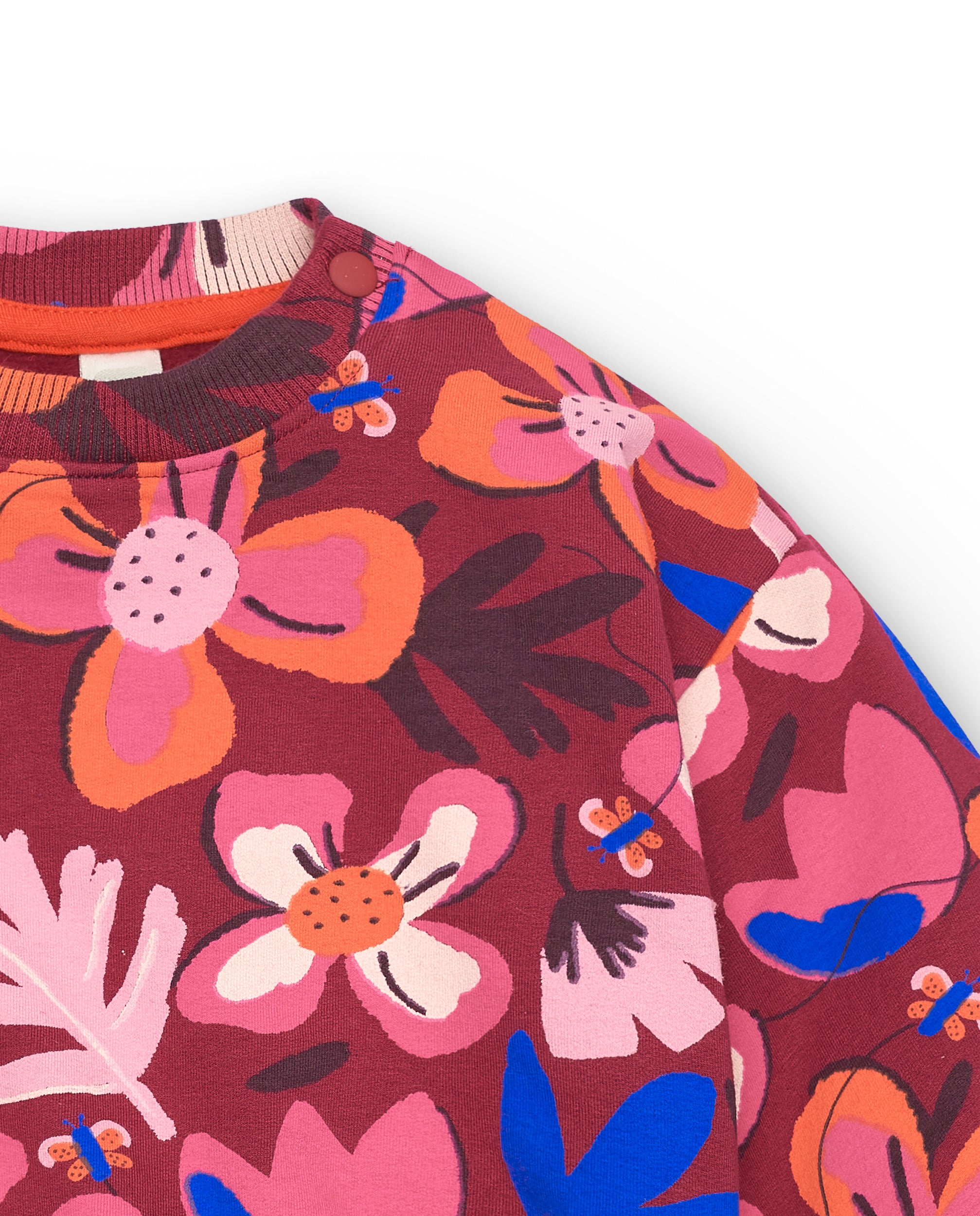 Sudadera para niña en burdeos con estampado floral colección