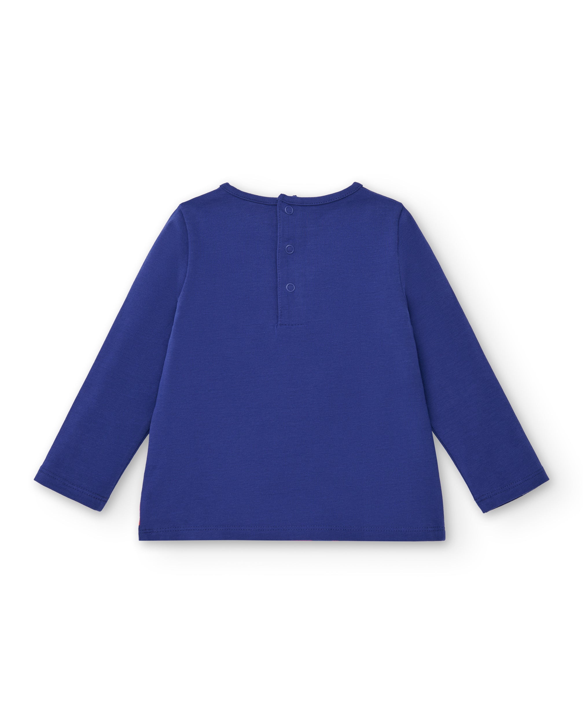 Camiseta de felpa para niña en azul con estampado floral