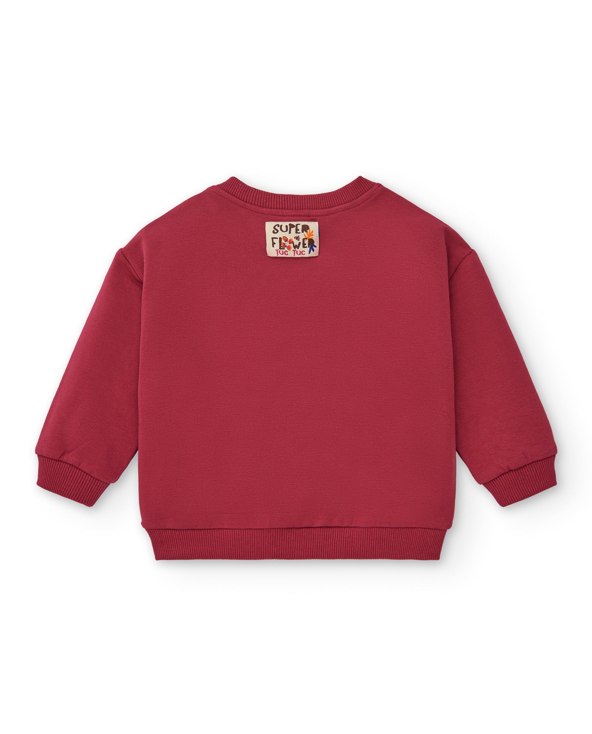 Sudadera de felpa para niña en rojo con aplique de gato