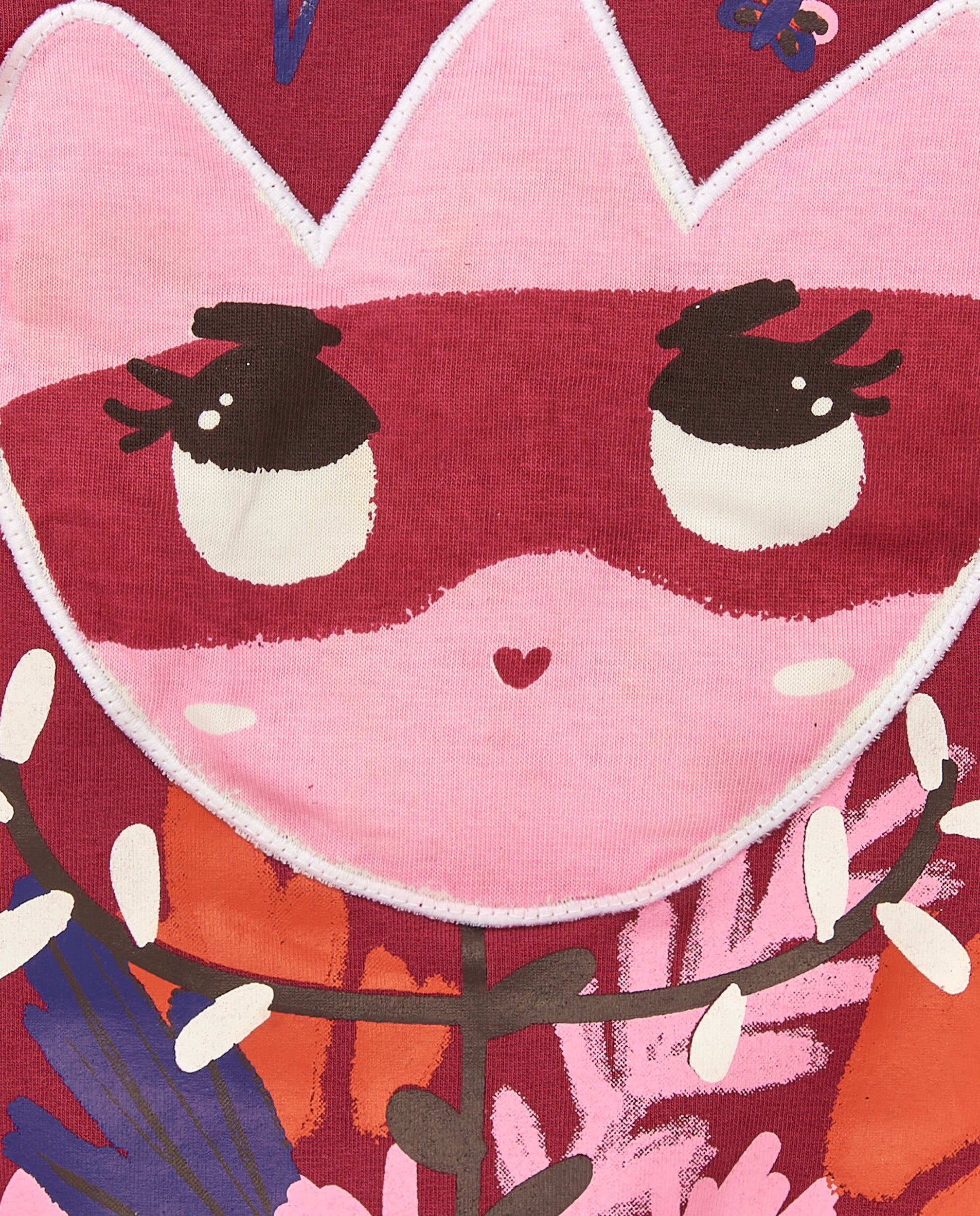 Sudadera de felpa para niña en rojo con aplique de gato