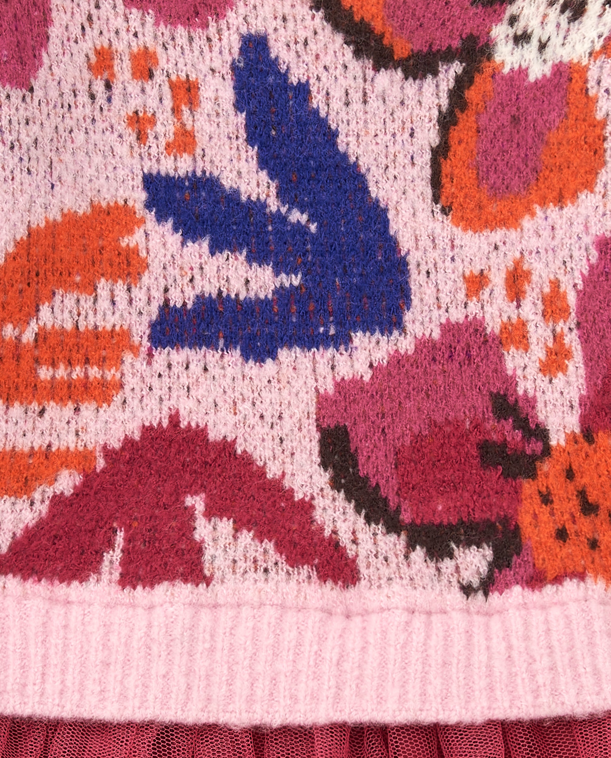 Vestido de punto para niña en rosa con falda de tul colección