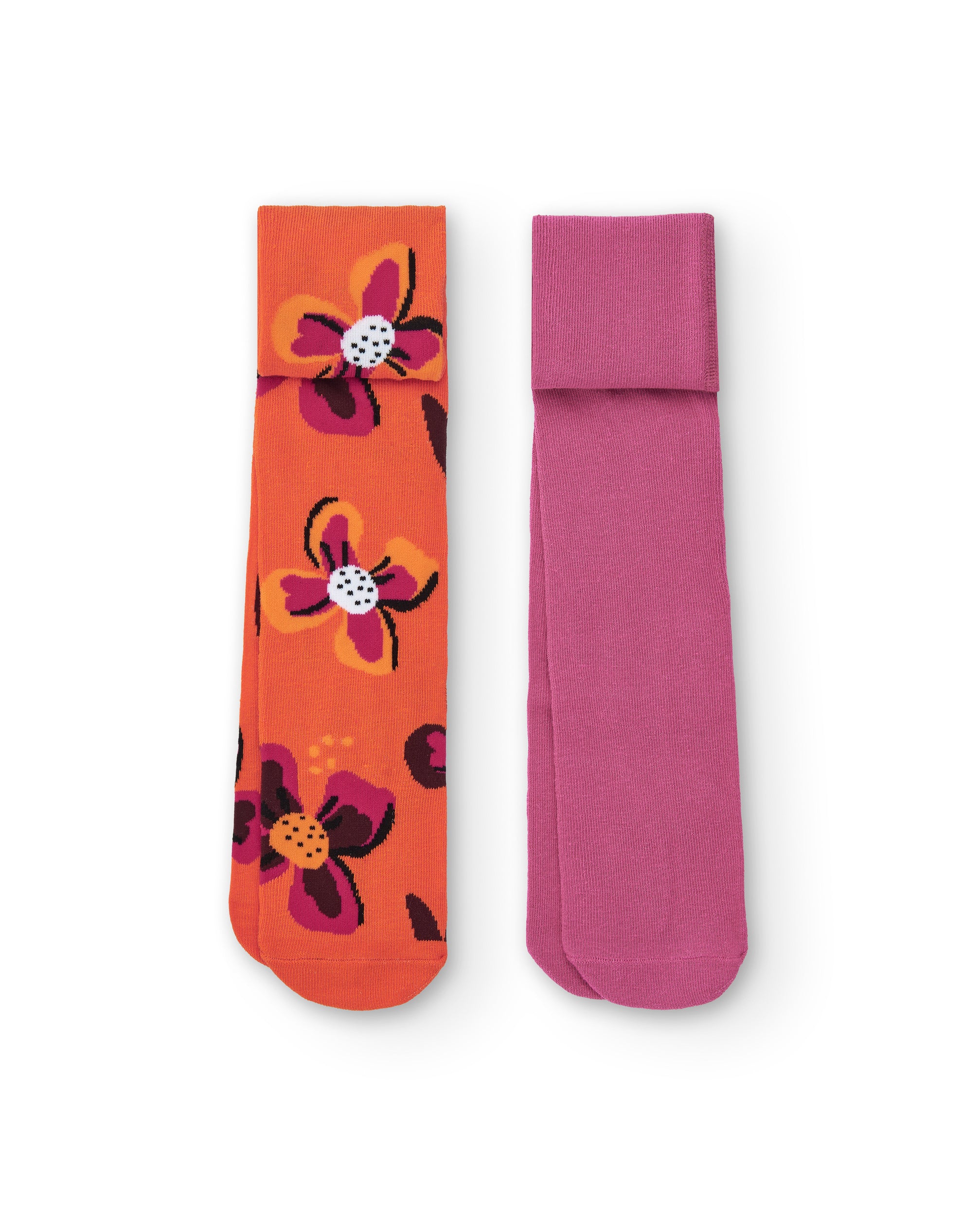 Pack de leotardos para niña en rosa y naranja con estampado